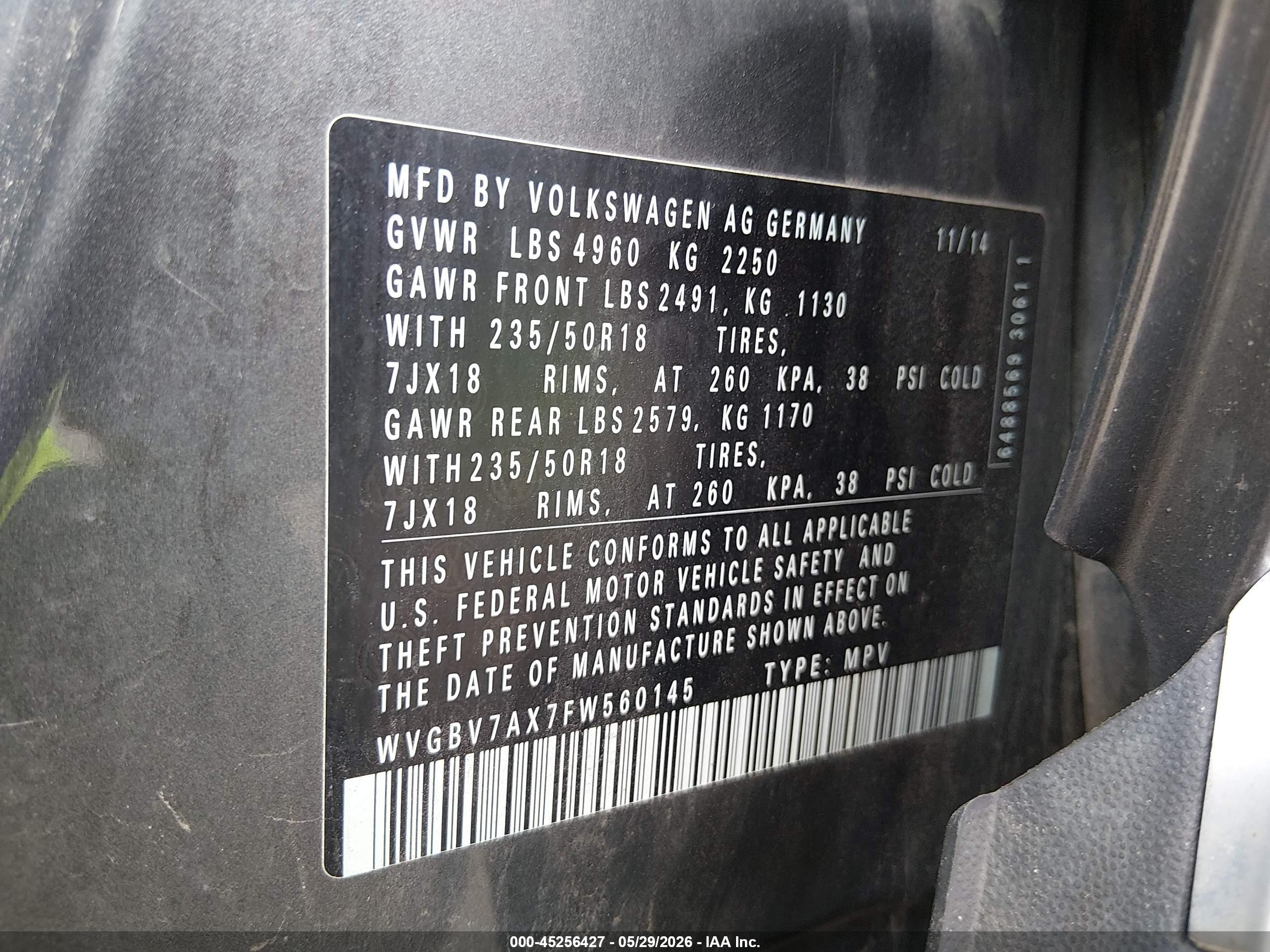 2015 Volkswagen Tiguan Se Серый vin: WVGBV7AX7FW560145