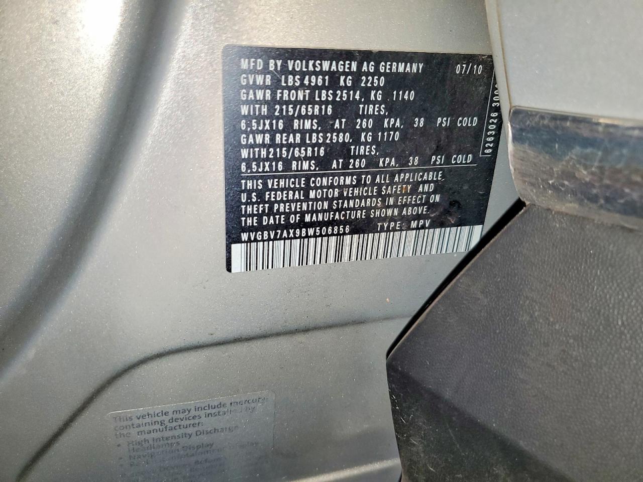 2011 Volkswagen Tiguan S Silver vin: WVGBV7AX9BW506856