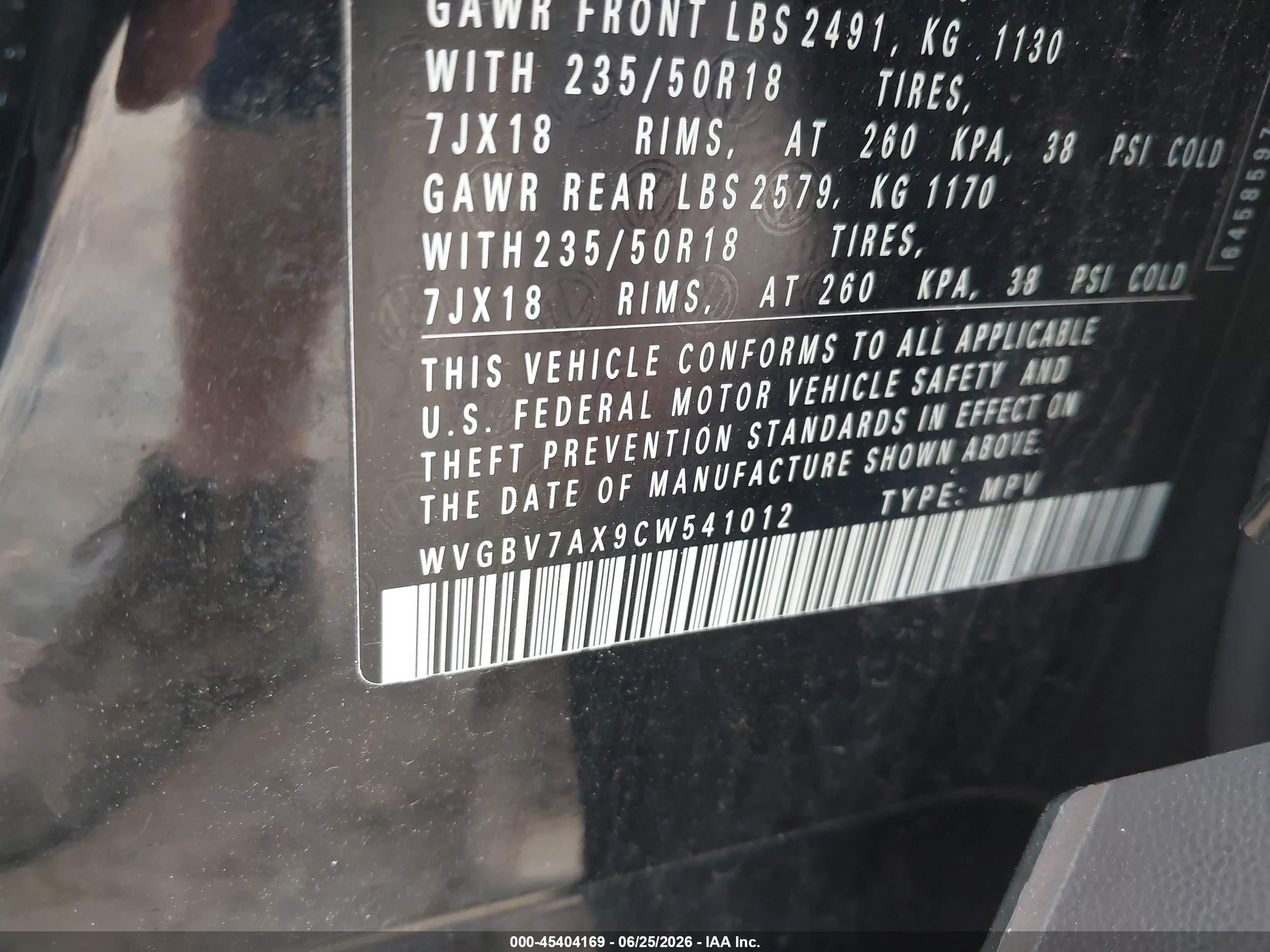 2012 Volkswagen Tiguan Se Black vin: WVGBV7AX9CW541012