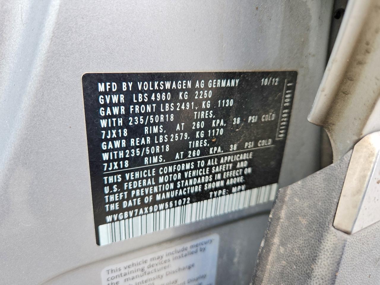 2013 Volkswagen Tiguan S Silver vin: WVGBV7AX9DW551072