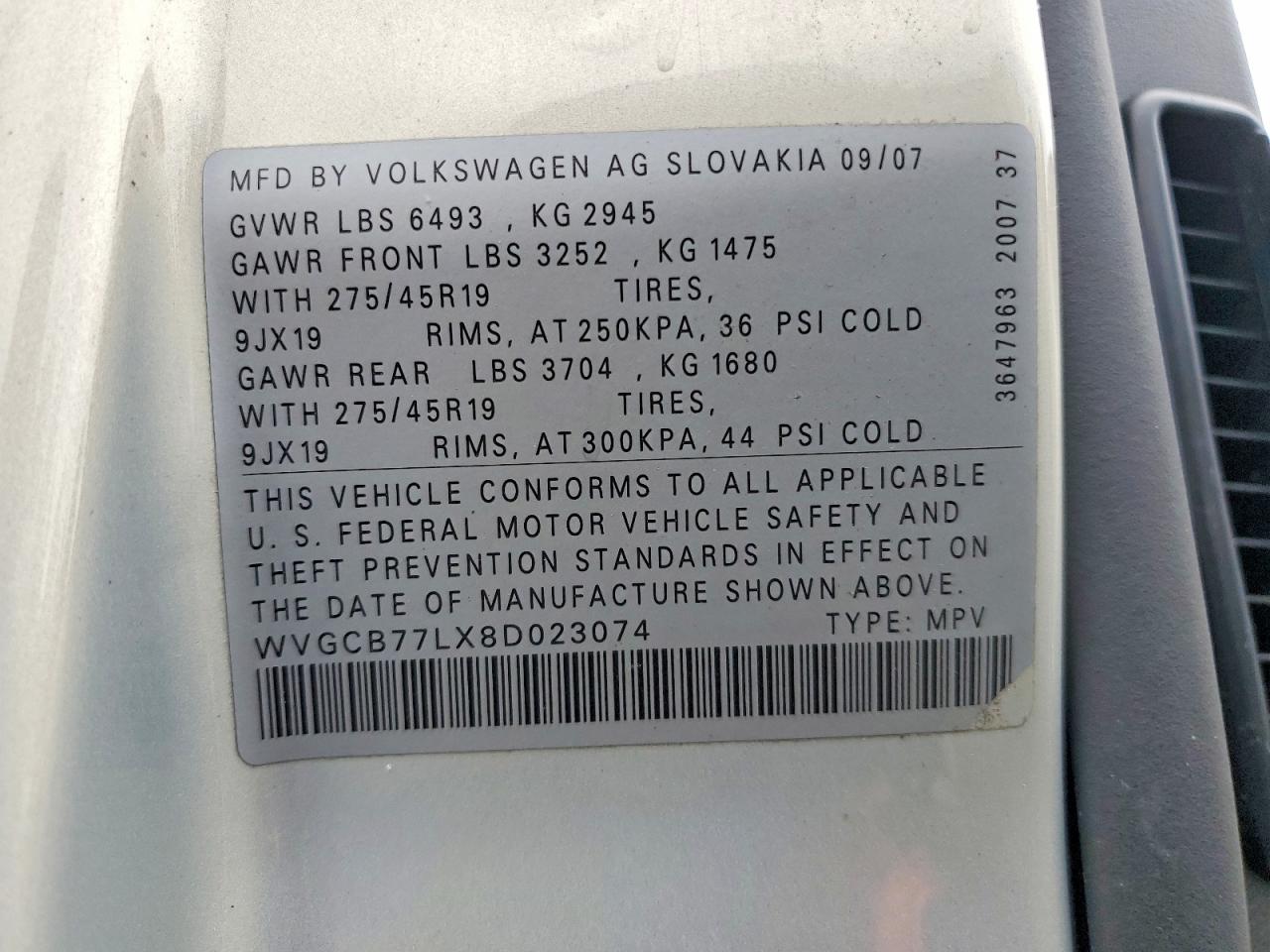 2008 Volkswagen Touareg 2 V8 Серебряный vin: WVGCB77LX8D023074
