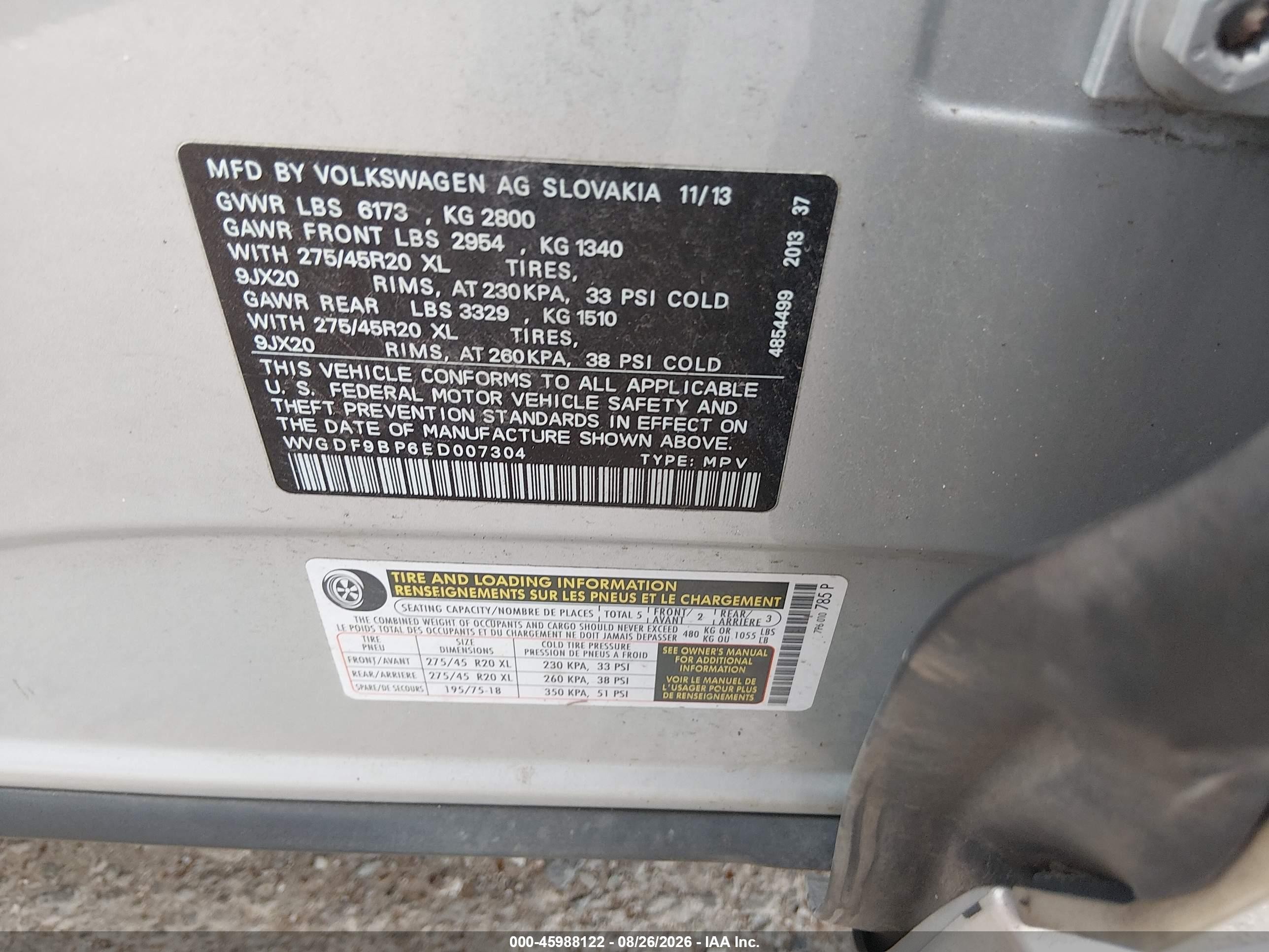 2014 Volkswagen Touareg 3.6l R-line Silver vin: WVGDF9BP6ED007304