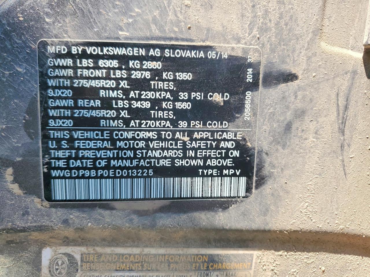 2014 Volkswagen Touareg Tdi Gray vin: WVGDP9BP0ED013225