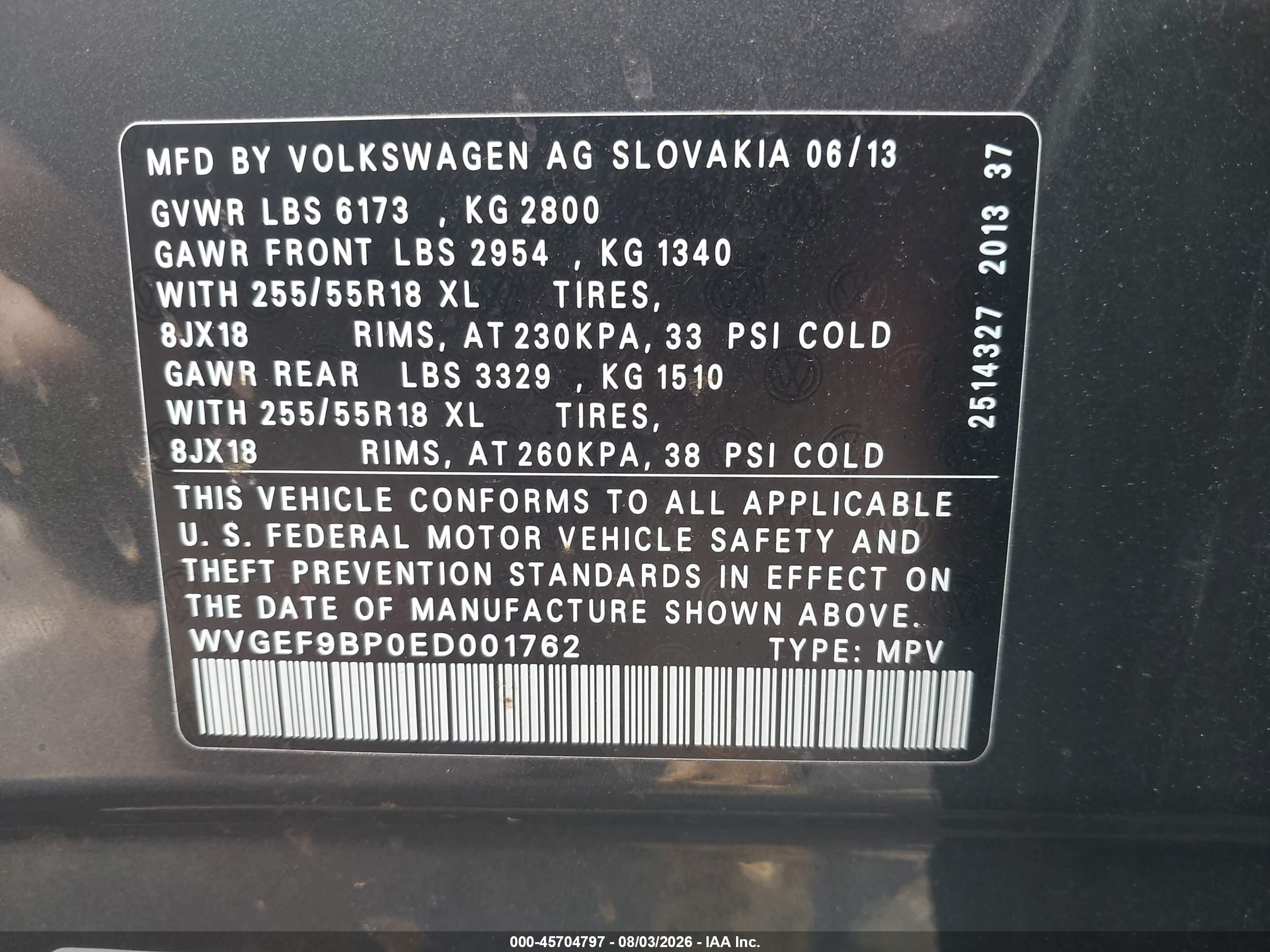 2014 Volkswagen Touareg 3.6l Sport Серый vin: WVGEF9BP0ED001762