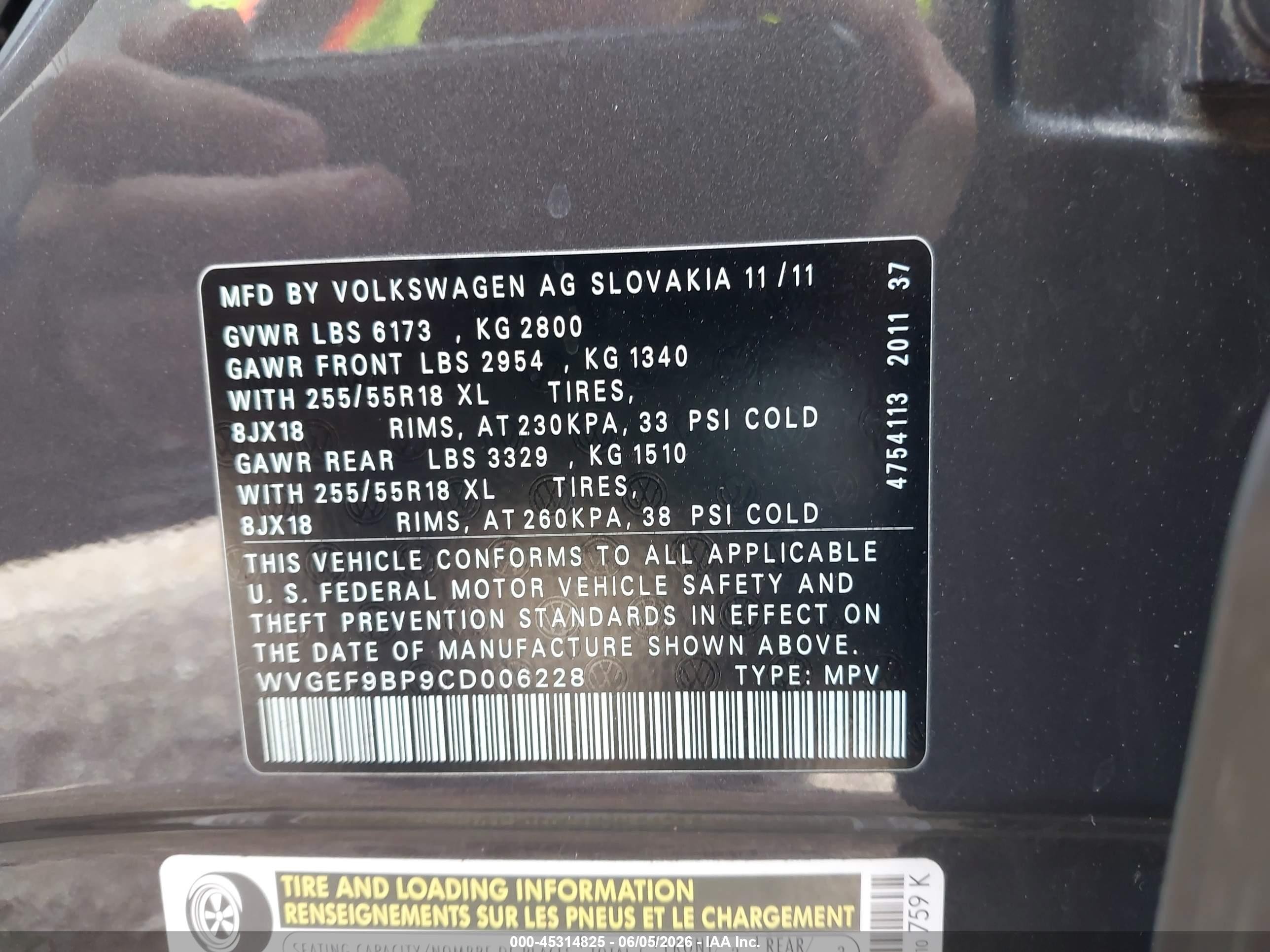 2012 Volkswagen Touareg Vr6 Sport Gray vin: WVGEF9BP9CD006228