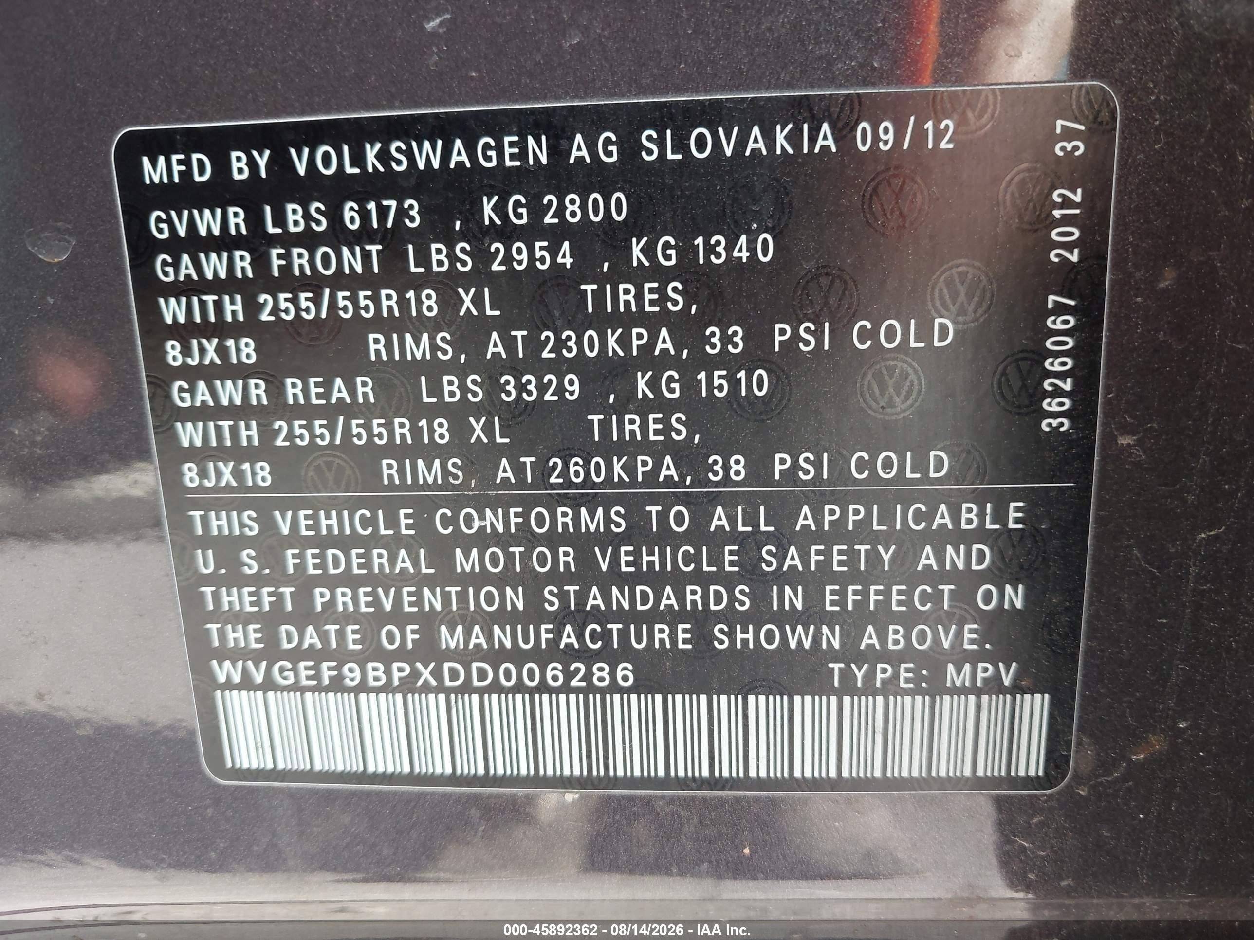 2013 Volkswagen Touareg Vr6 Sport Gray vin: WVGEF9BPXDD006286