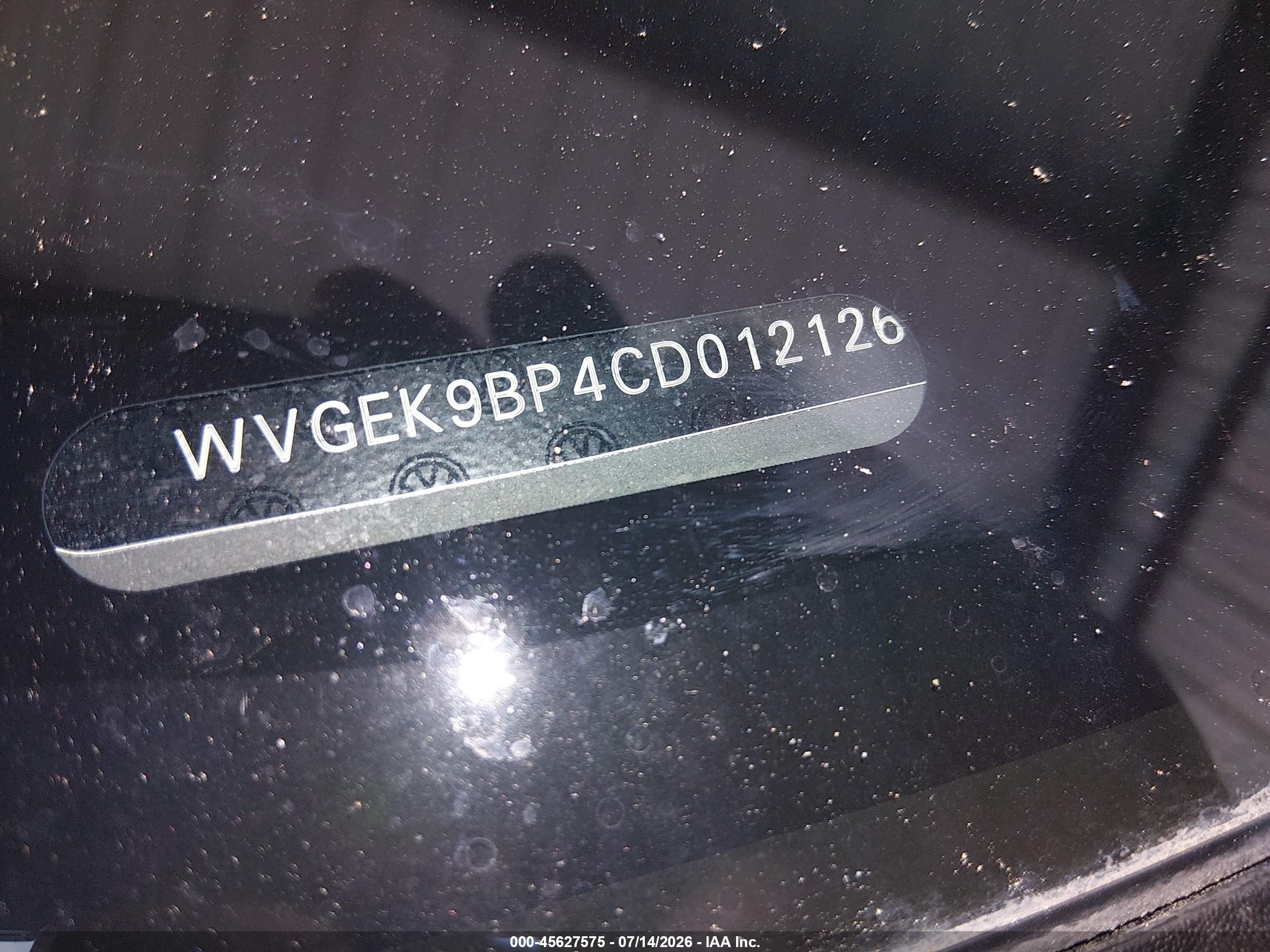 2012 Volkswagen Touareg Tdi Lux Black vin: WVGEK9BP4CD012126