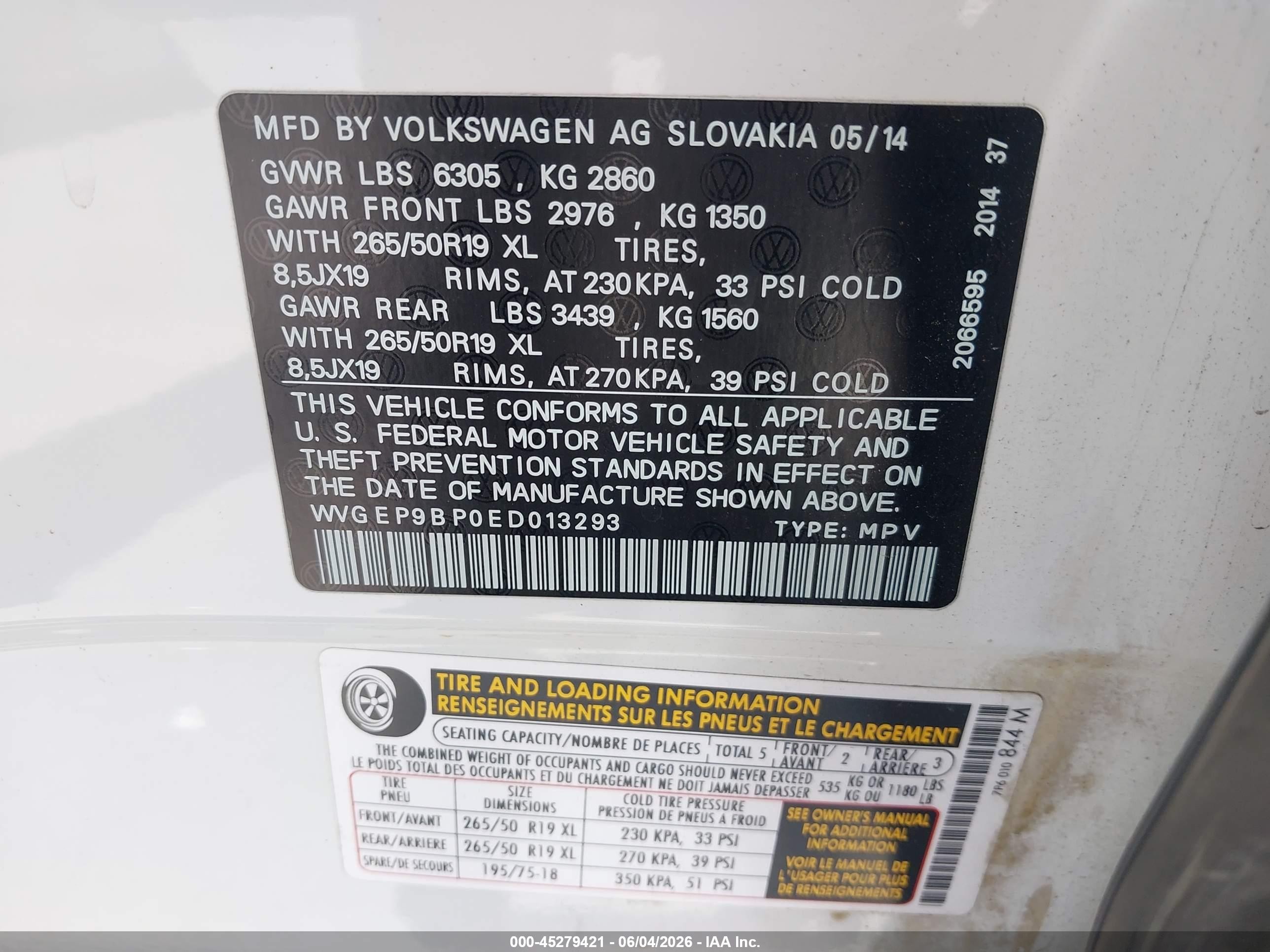 2014 Volkswagen Touareg Tdi Lux White vin: WVGEP9BP0ED013293