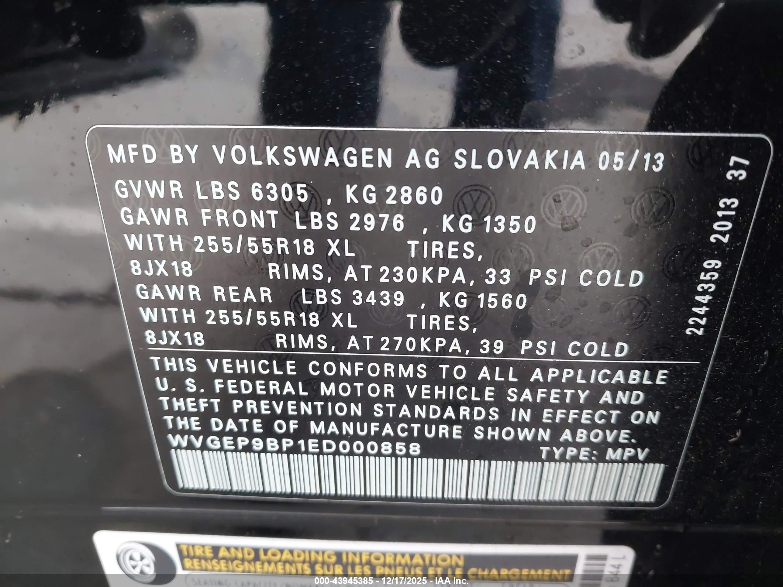 2014 Volkswagen Touareg Tdi Sport Black vin: WVGEP9BP1ED000858