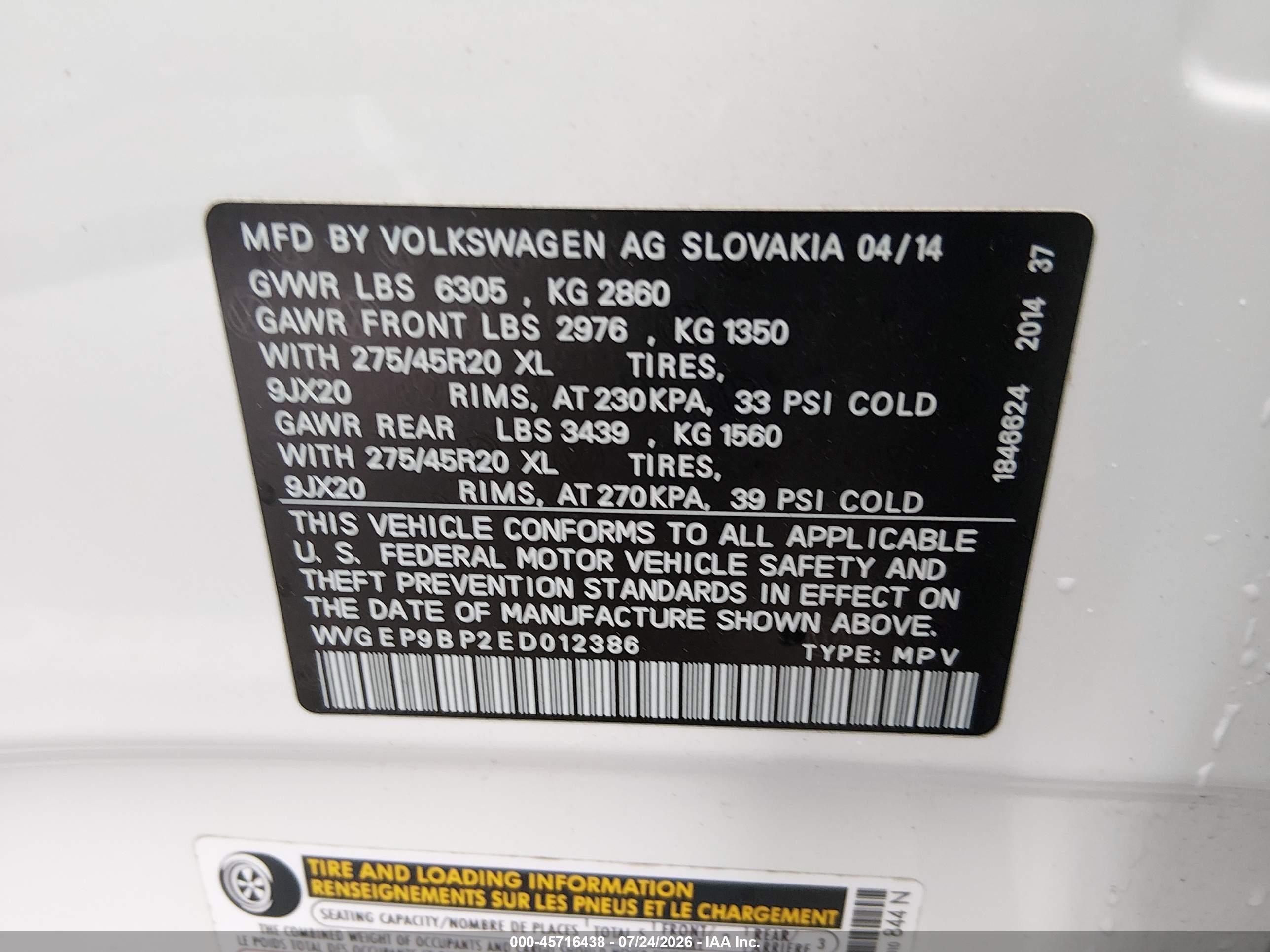 2014 Volkswagen Touareg Tdi Executive White vin: WVGEP9BP2ED012386