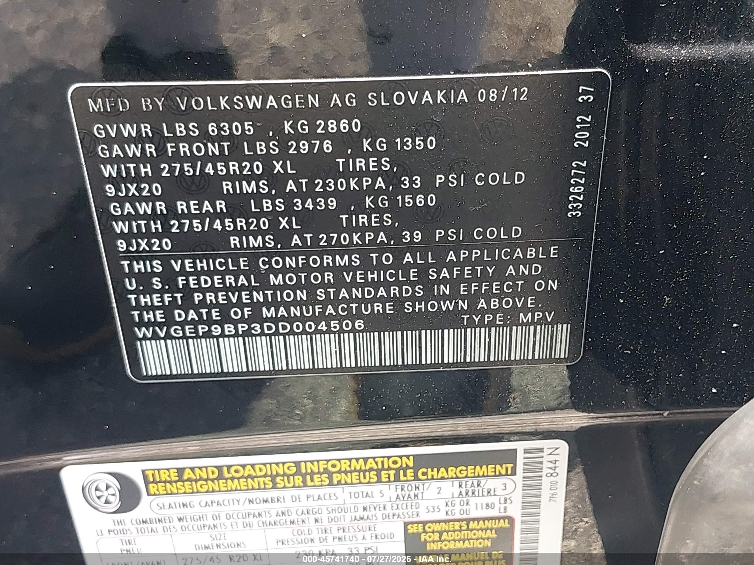 2013 Volkswagen Touareg Tdi Executive Black vin: WVGEP9BP3DD004506