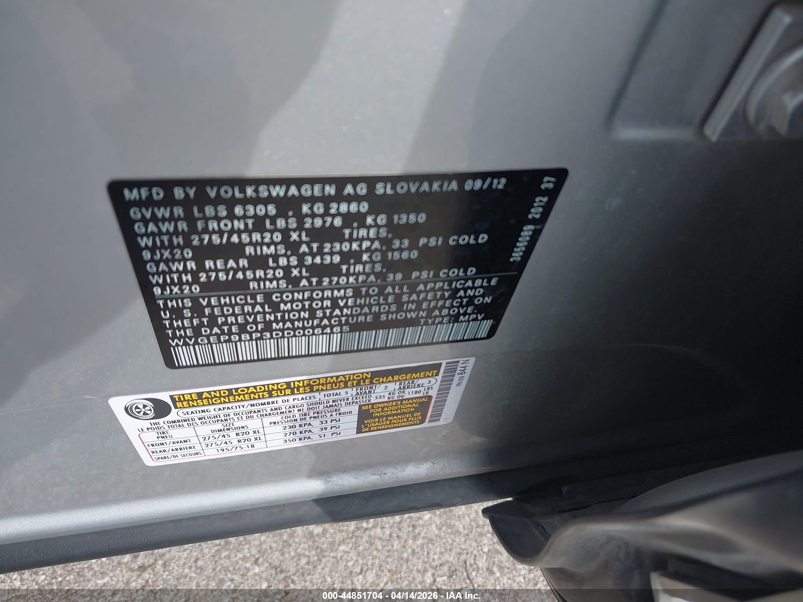 2013 Volkswagen Touareg Tdi Executive Silver vin: WVGEP9BP3DD006465