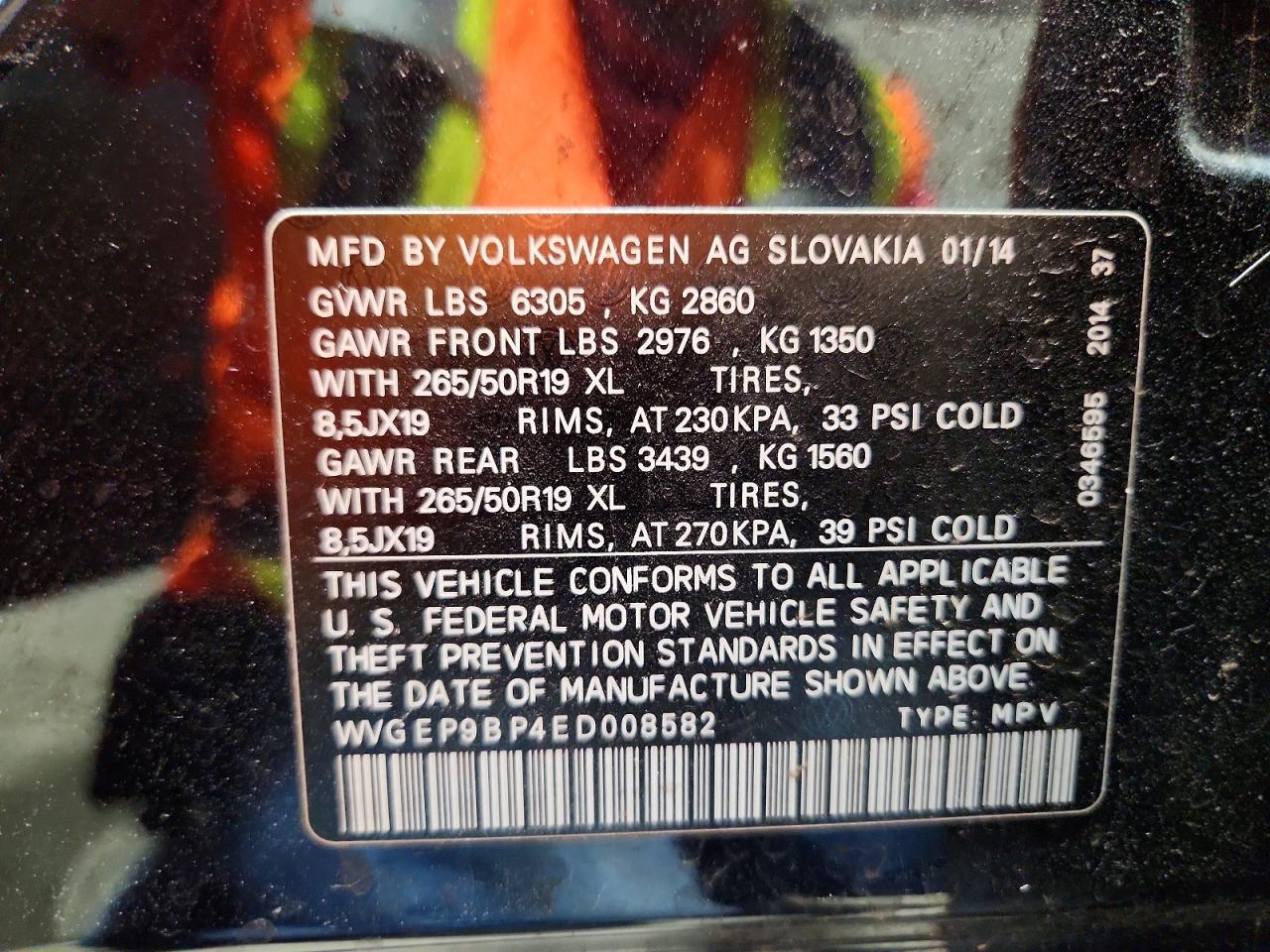 2014 Volkswagen Touareg V6 Tdi Blue vin: WVGEP9BP4ED008582