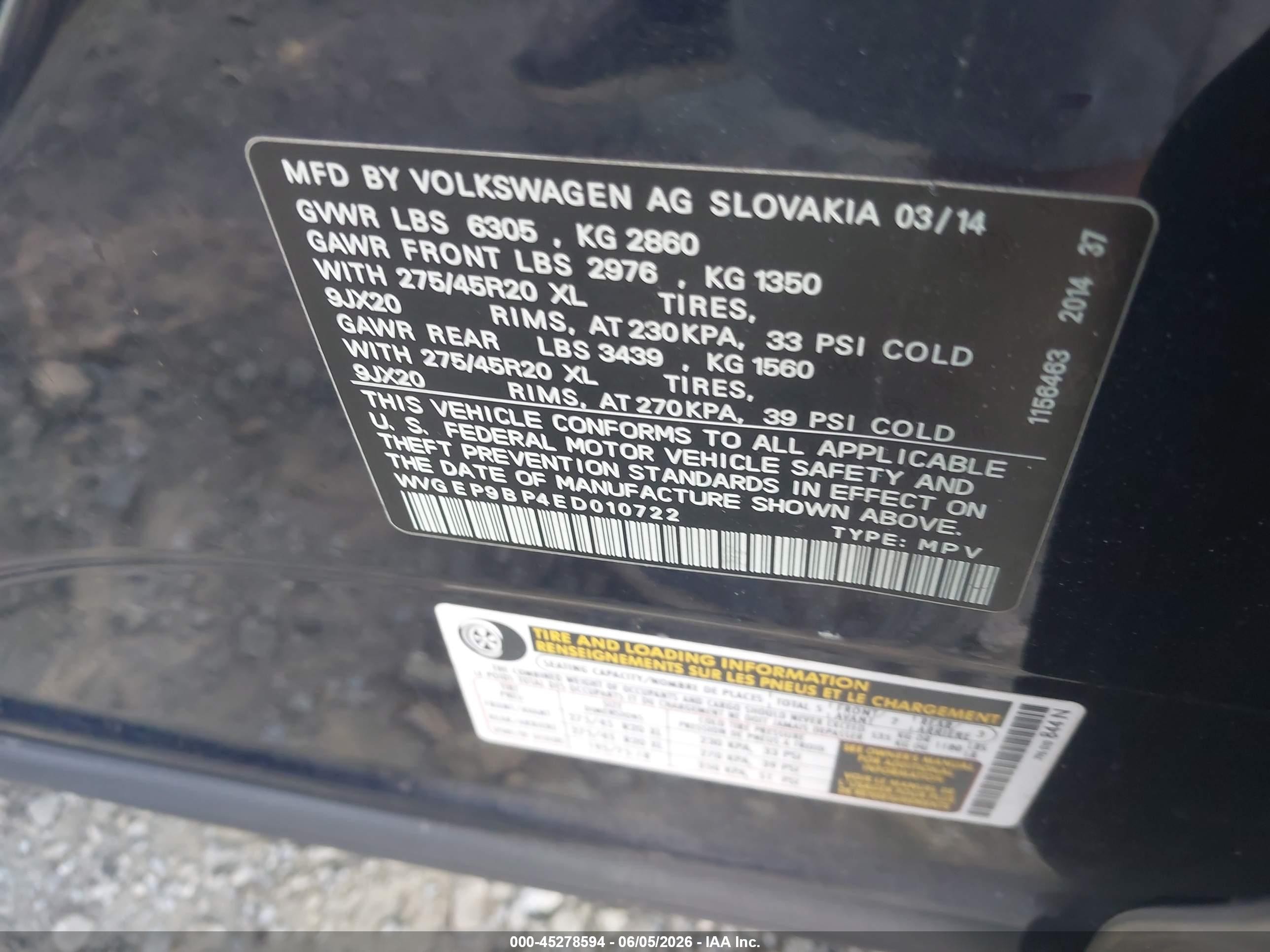 2014 Volkswagen Touareg Tdi Executive Dark Blue vin: WVGEP9BP4ED010722
