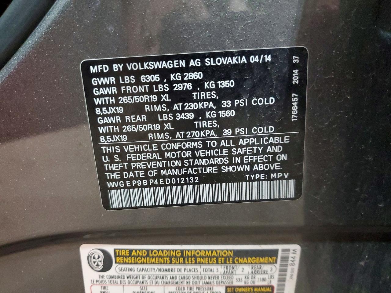2014 Volkswagen Touareg V6 Tdi Silver vin: WVGEP9BP4ED012132