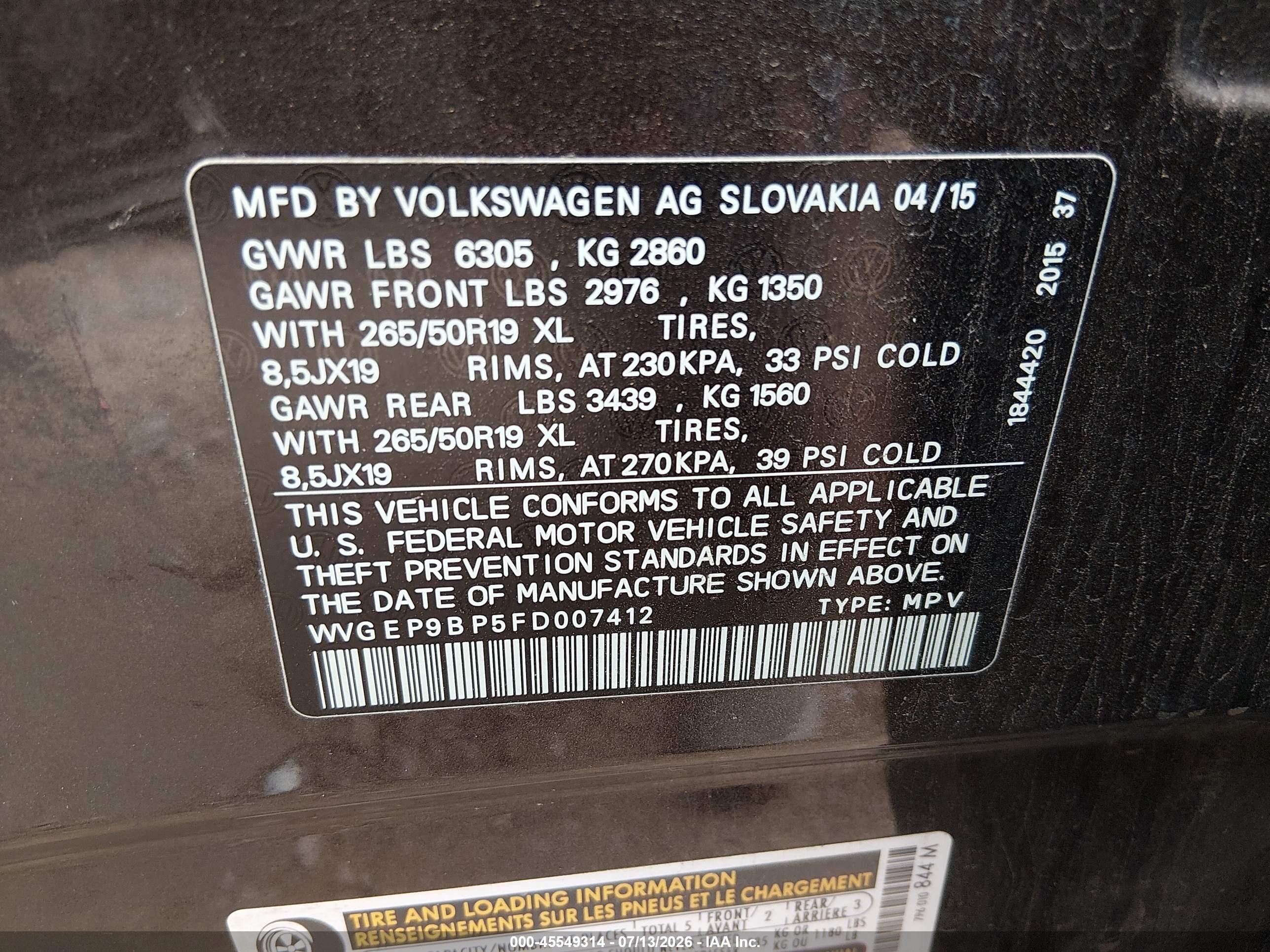 2015 Volkswagen Touareg Tdi Lux Серый vin: WVGEP9BP5FD007412