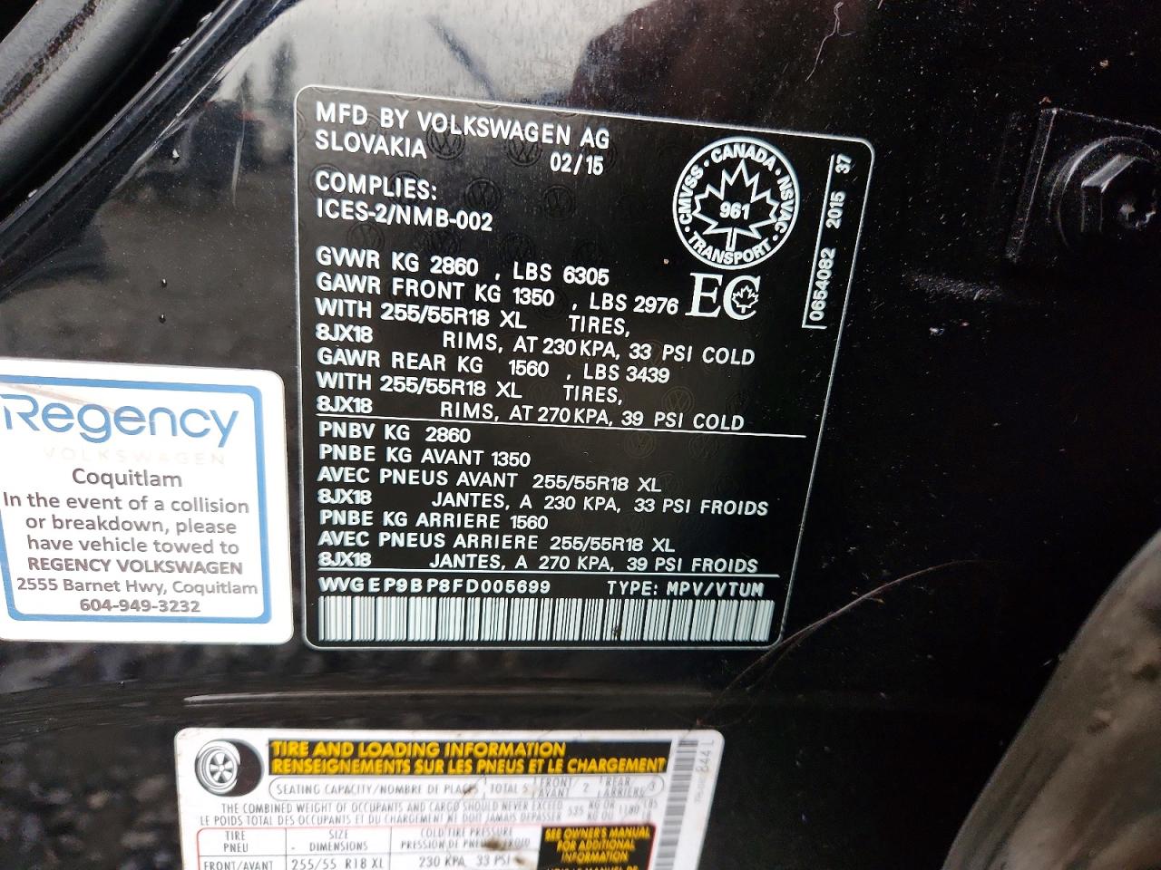 2015 Volkswagen Touareg V6 Tdi Black vin: WVGEP9BP8FD005699