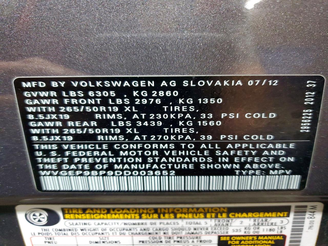 2013 Volkswagen Touareg V6 Tdi Gray vin: WVGEP9BP9DD003652