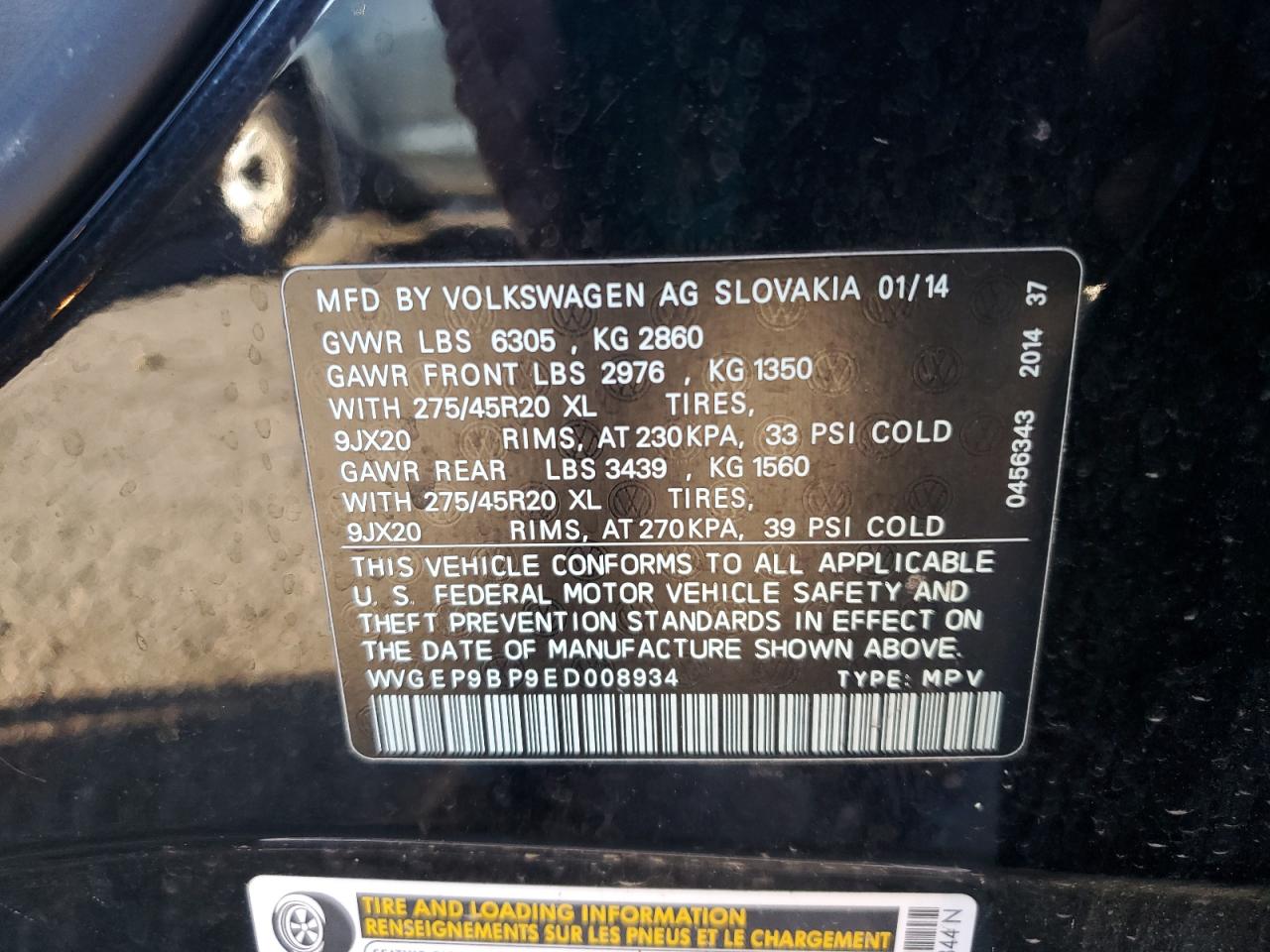 2014 Volkswagen Touareg V6 Tdi Black vin: WVGEP9BP9ED008934