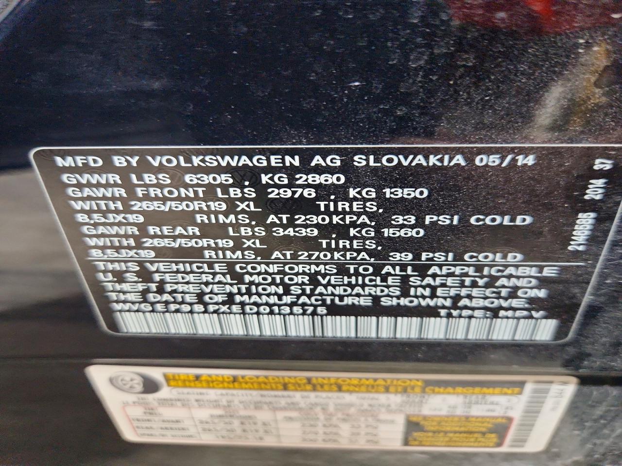 2014 Volkswagen Touareg V6 Tdi Blue vin: WVGEP9BPXED013575