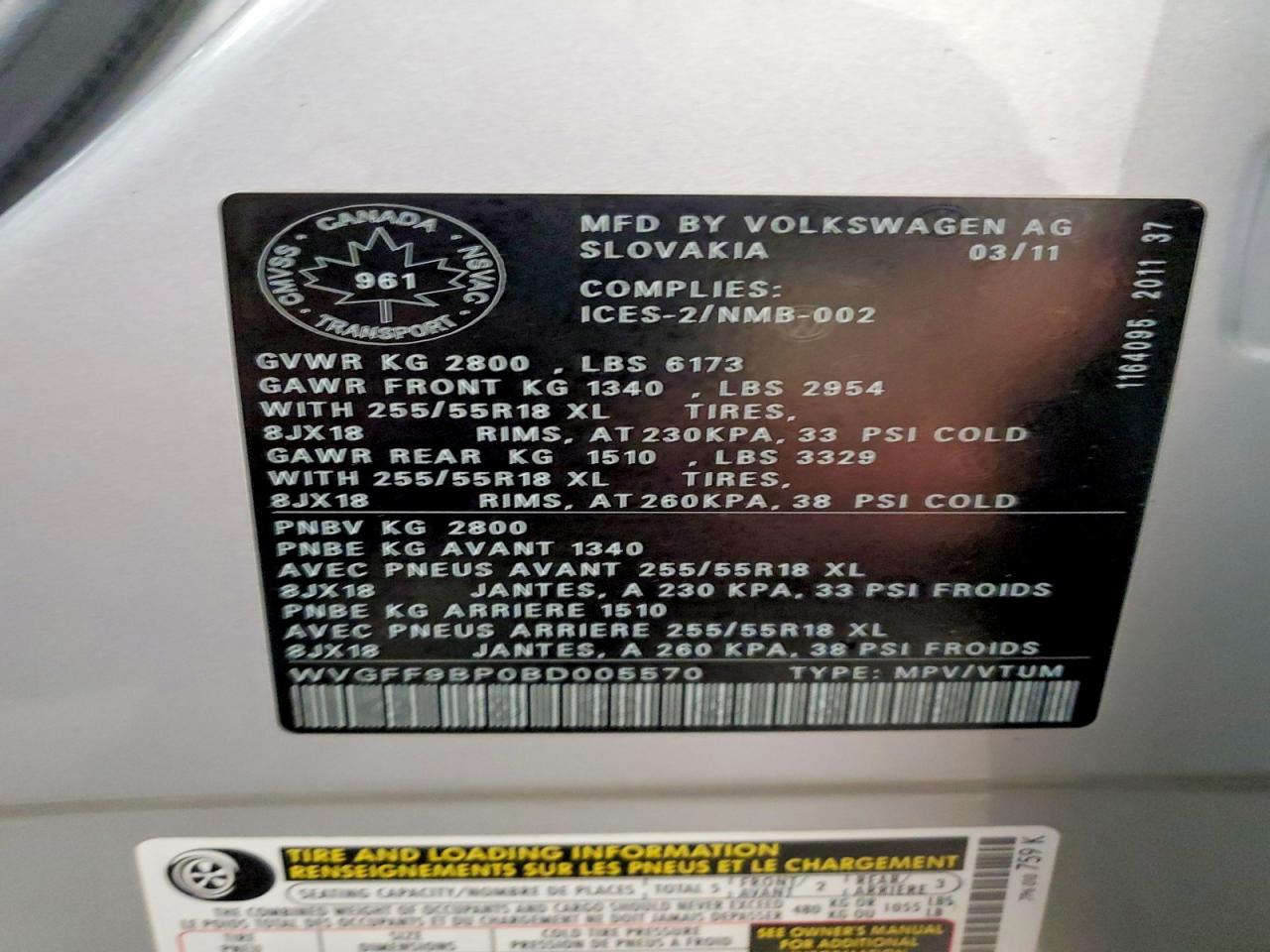 2011 Volkswagen Touareg V6 Silver vin: WVGFF9BP0BD005570