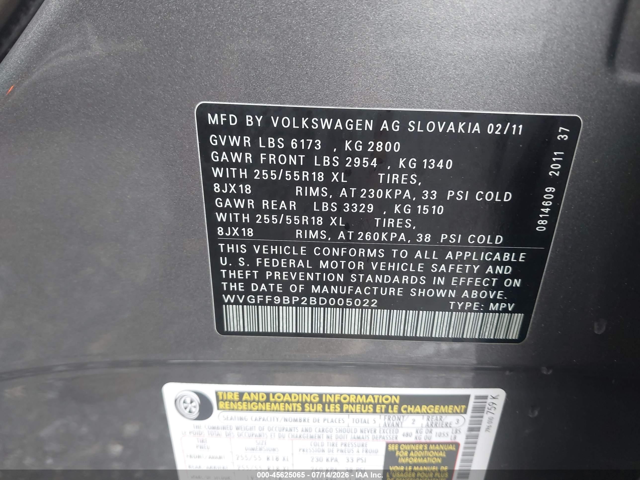 2011 Volkswagen Touareg Vr6 Sport Gray vin: WVGFF9BP2BD005022