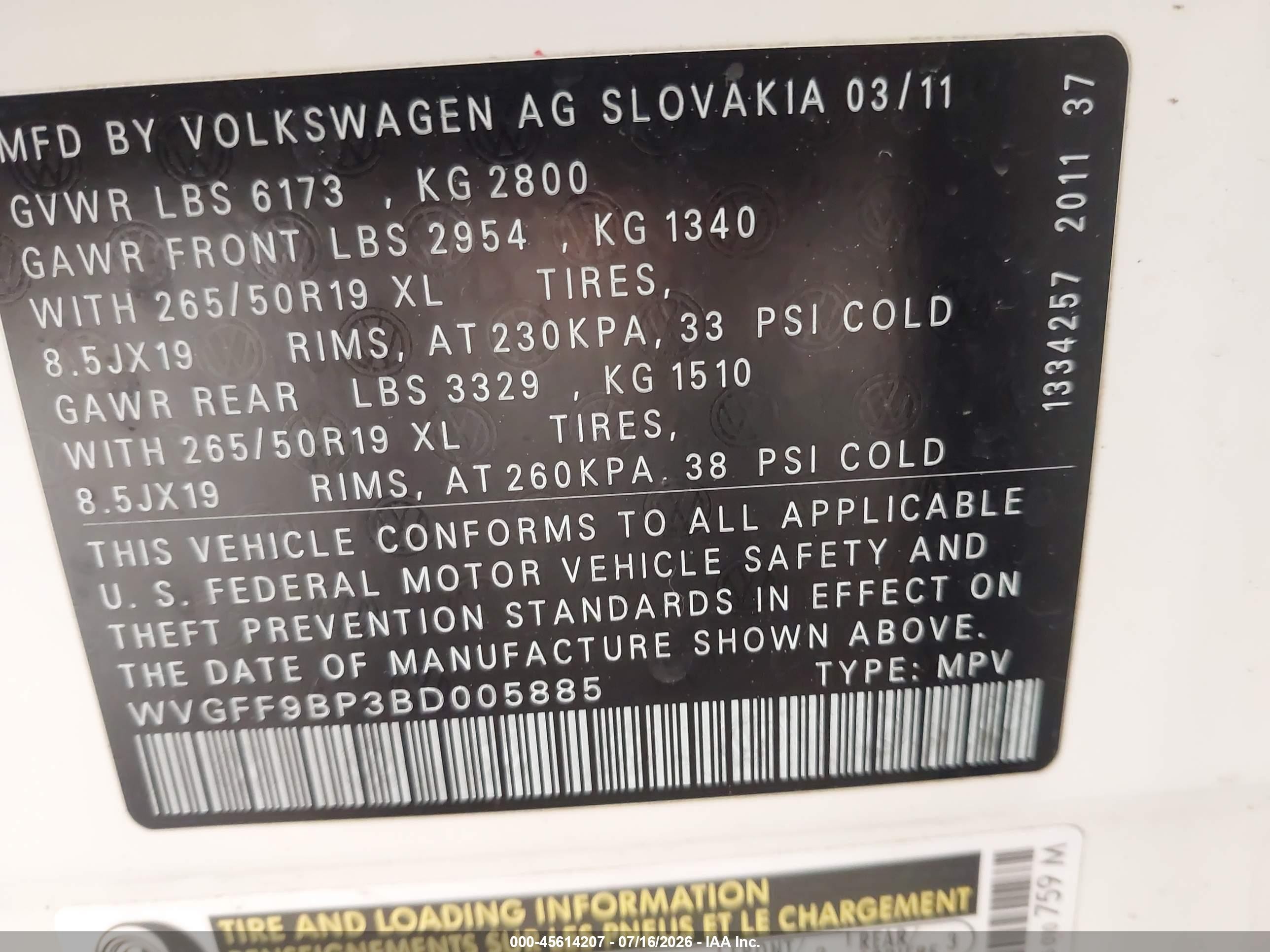 2011 Volkswagen Touareg Vr6 Lux White vin: WVGFF9BP3BD005885