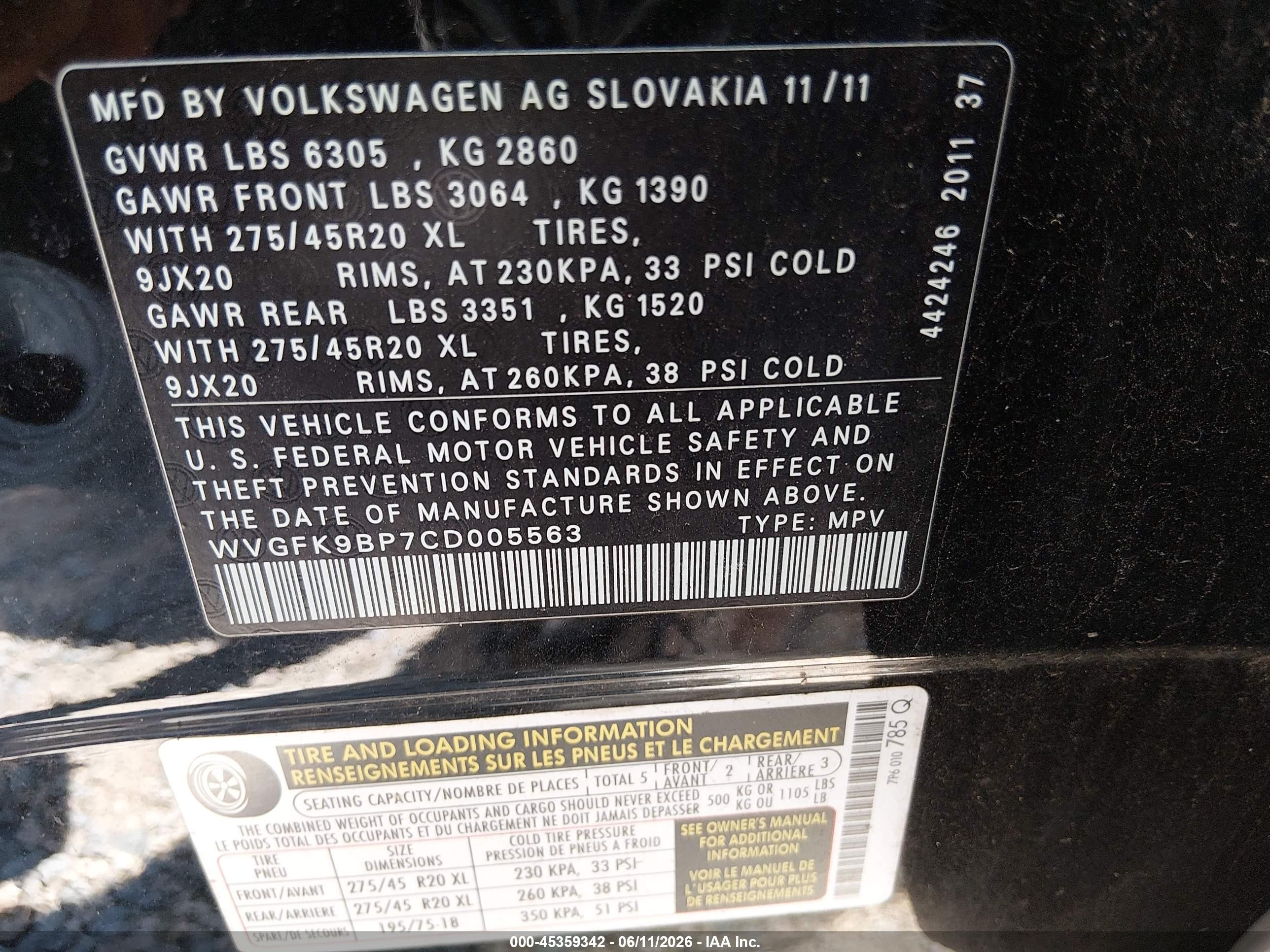 2012 Volkswagen Touareg Tdi Executive Black vin: WVGFK9BP7CD005563