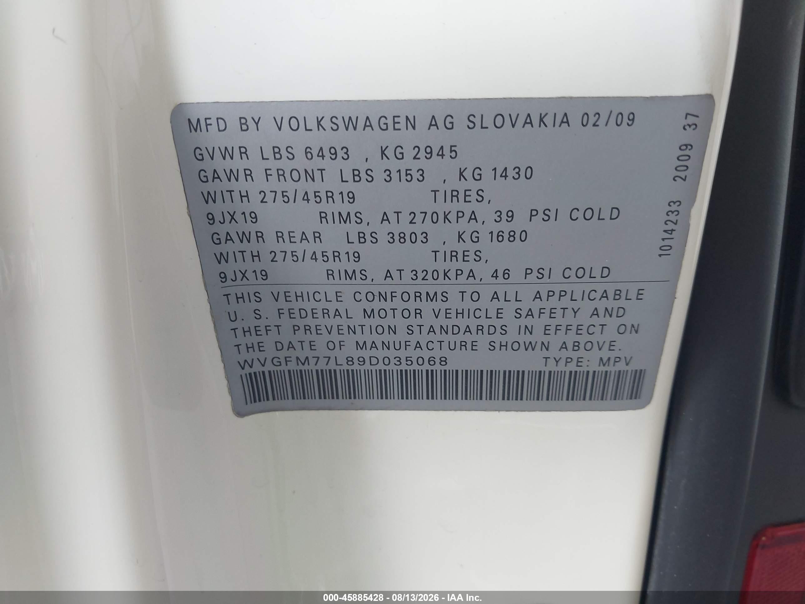 2009 Volkswagen Touareg 2 V6 Tdi White vin: WVGFM77L89D035068
