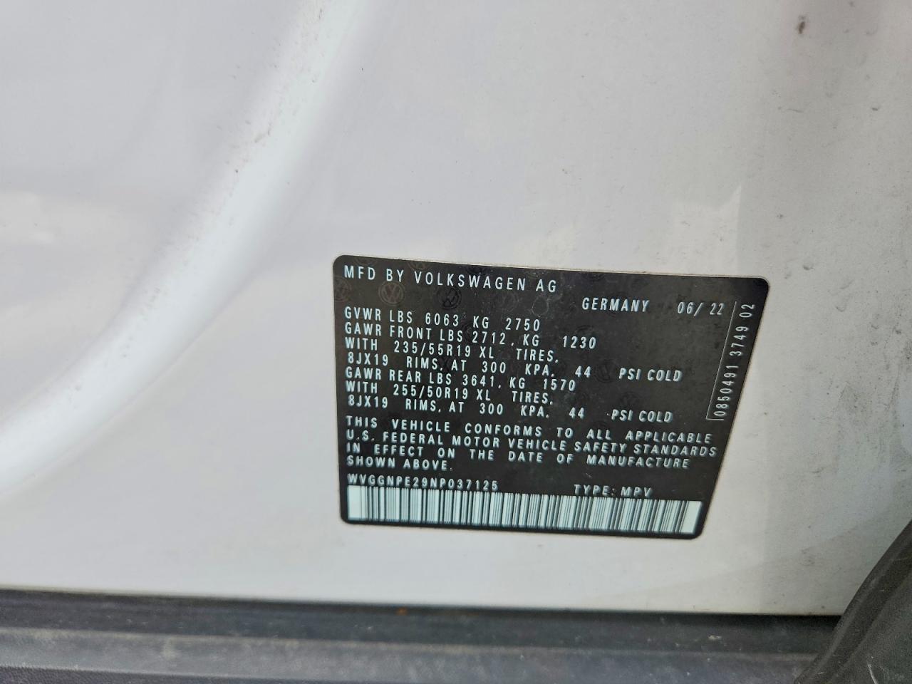2022 Volkswagen Id.4 Pro S White vin: WVGGNPE29NP037125