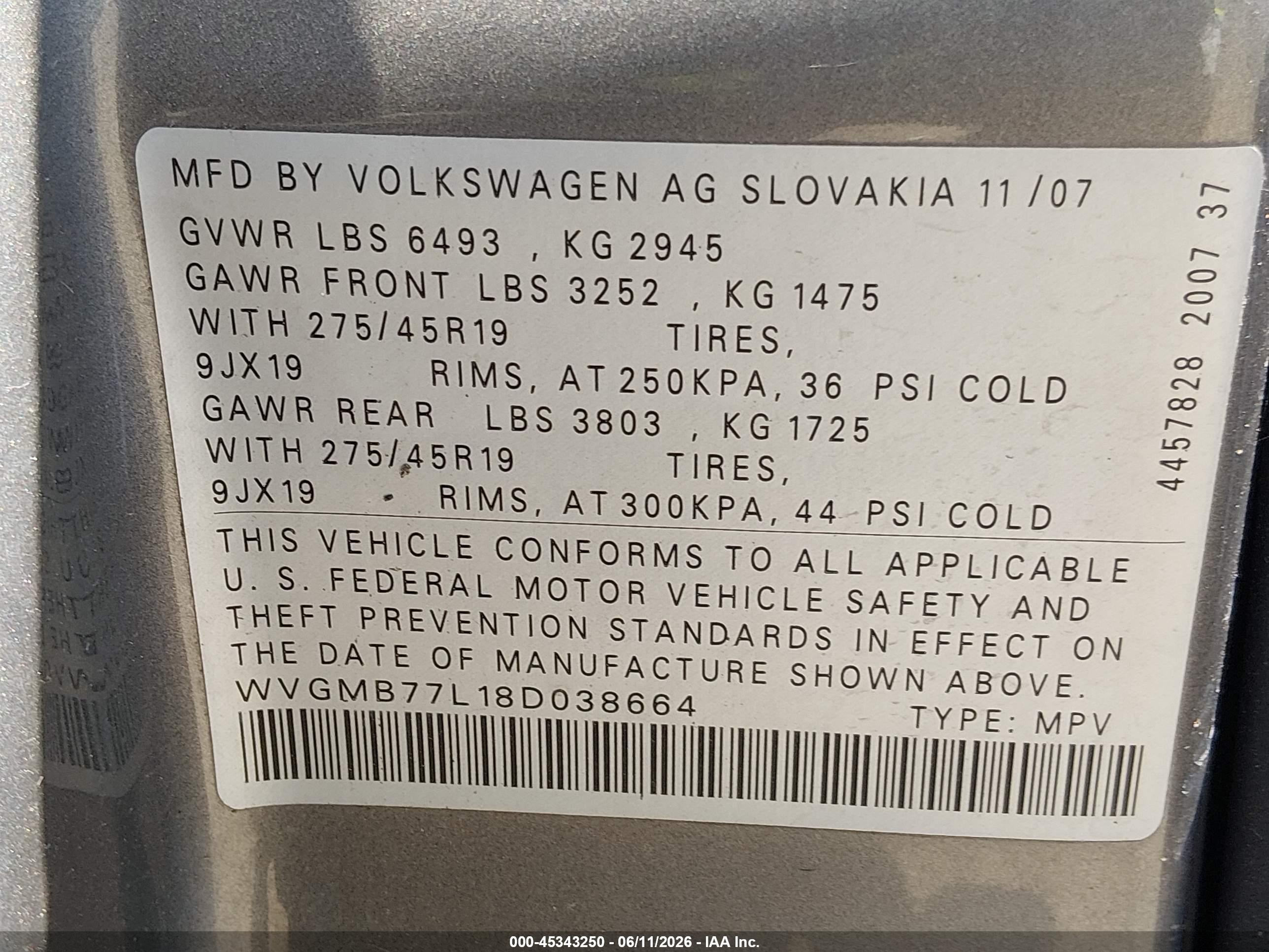 2008 Volkswagen Touareg 2 V8 Fsi Blue vin: WVGMB77L18D038664