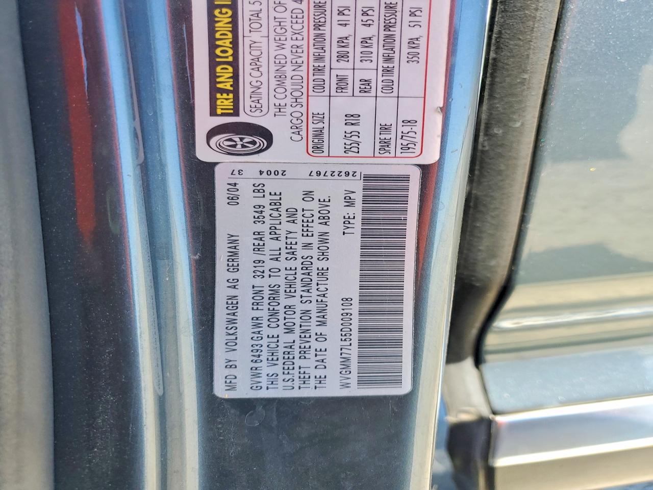 2005 Volkswagen Touareg V8 Gray vin: WVGMM77L55D009108