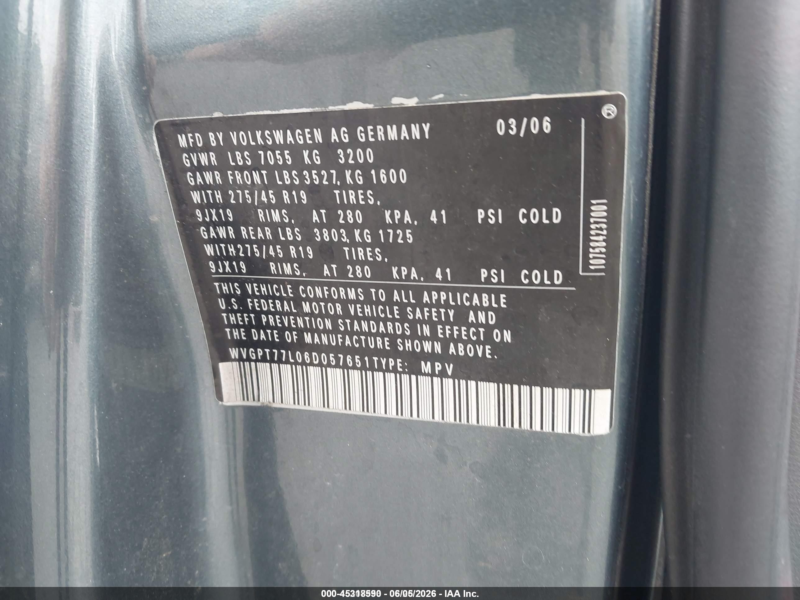 2006 Volkswagen Touareg V10 Tdi Gray vin: WVGPT77L06D057651