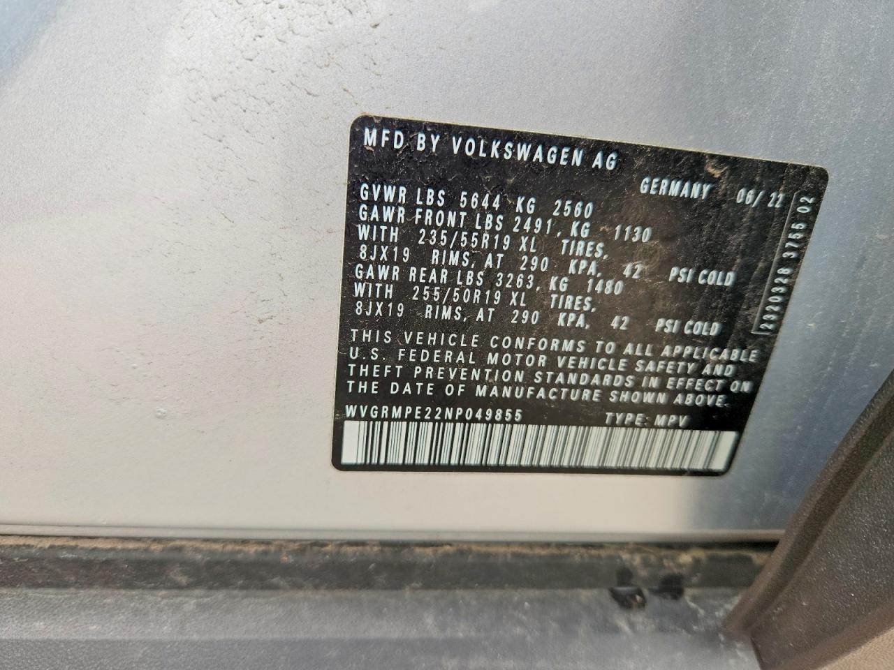 2022 Volkswagen Id.4 Pro Серебряный vin: WVGRMPE22NP049855