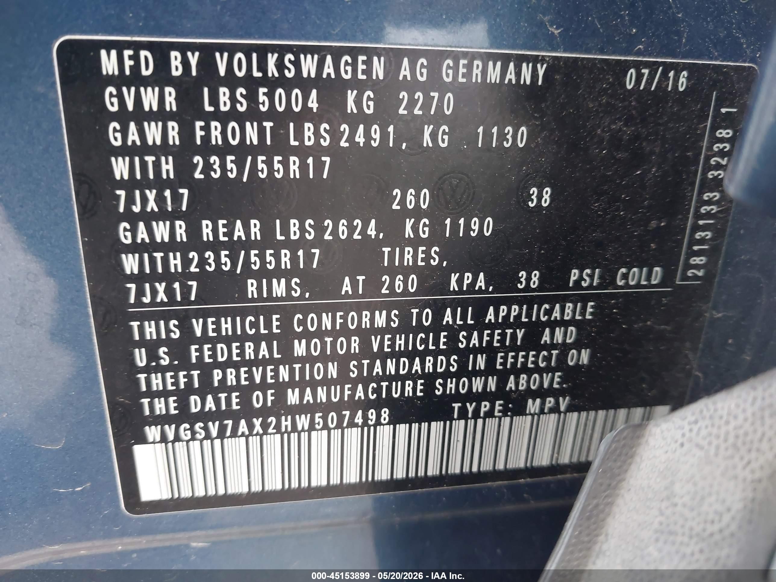 2017 Volkswagen Tiguan 2.0t Wolfsburg Edition Blue vin: WVGSV7AX2HW507498