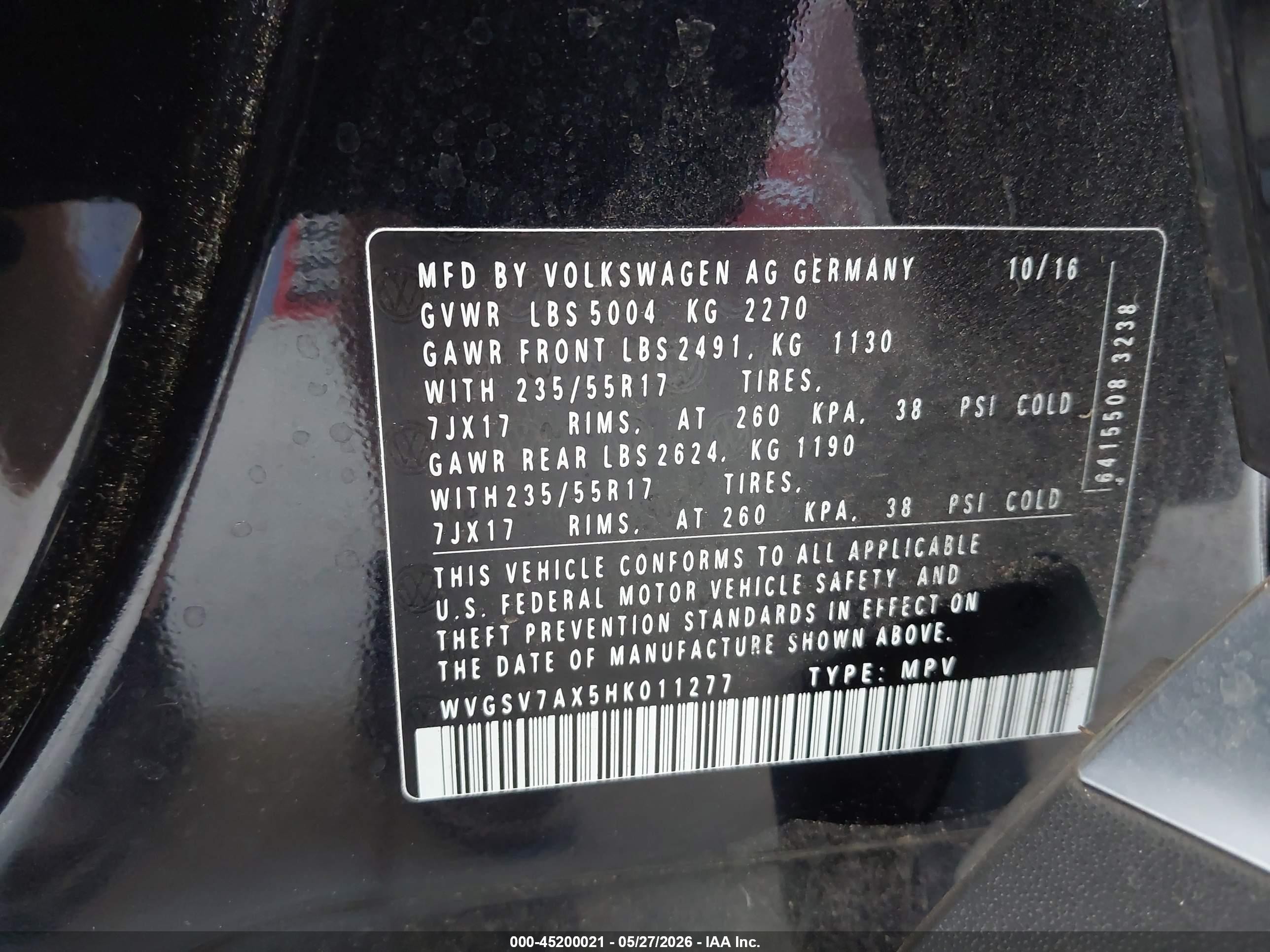2017 Volkswagen Tiguan 2.0t Wolfsburg Edition Black vin: WVGSV7AX5HK011277