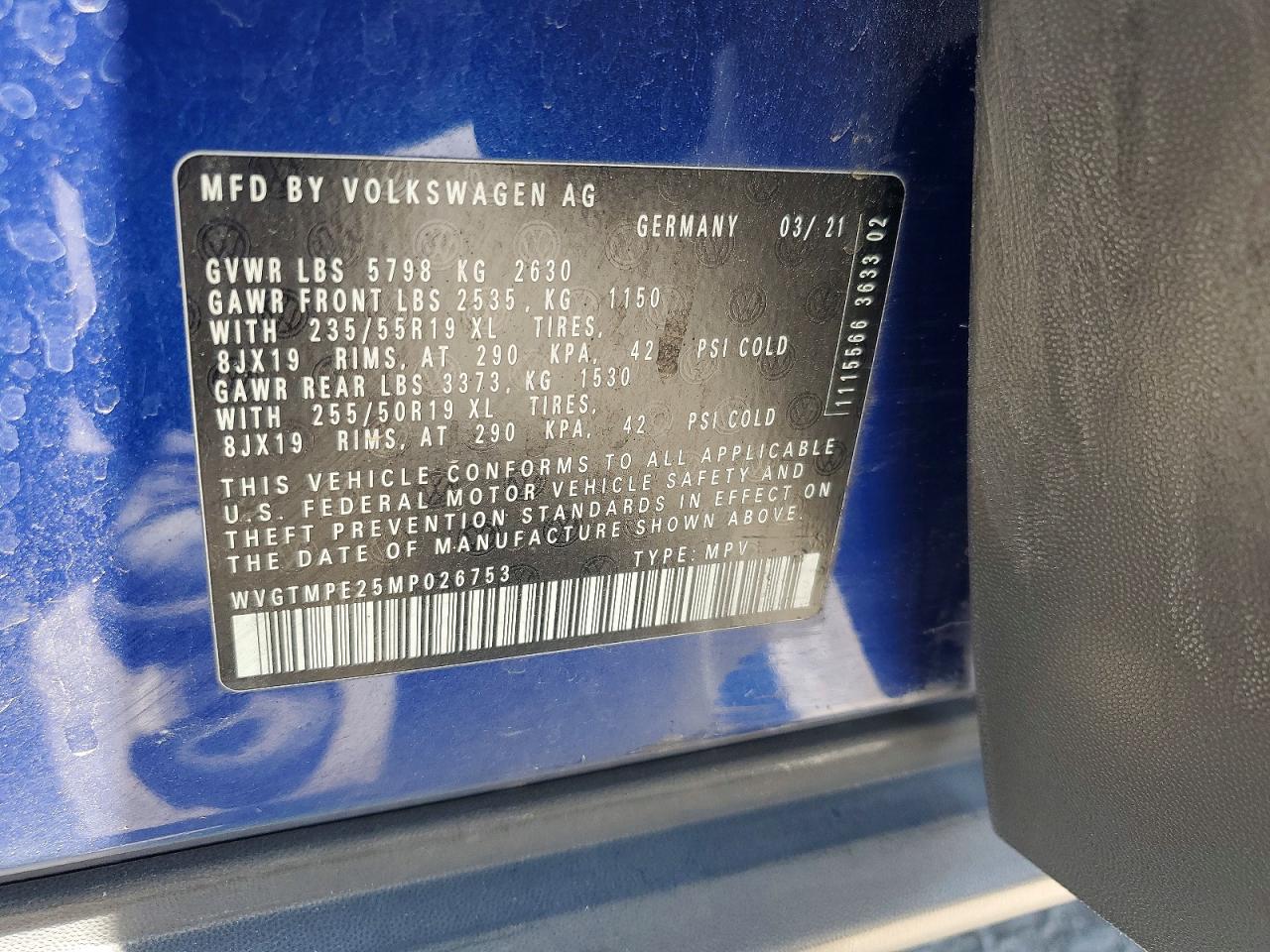 2021 Volkswagen Id.4 Pro S Blue vin: WVGTMPE25MP026753