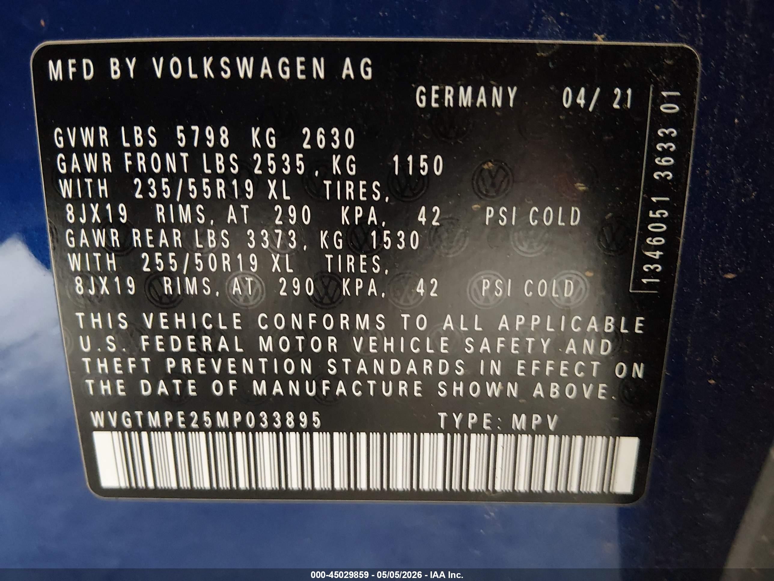 2021 Volkswagen Id.4 Pro S Blue vin: WVGTMPE25MP033895