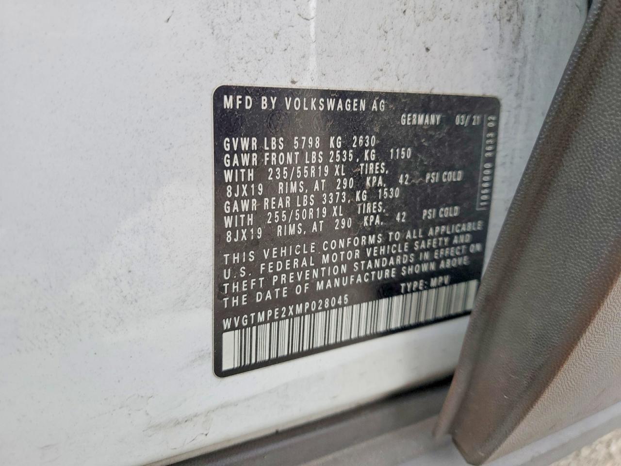2021 Volkswagen Id.4 Pro S Белый vin: WVGTMPE2XMP028045