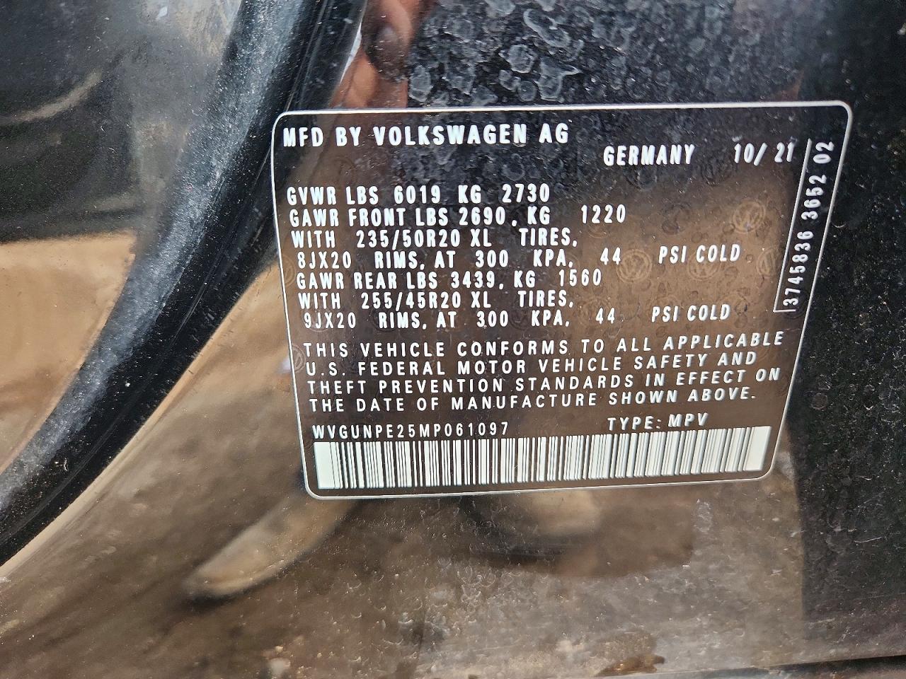 2021 Volkswagen Id.4 Pro S Black vin: WVGUNPE25MP061097