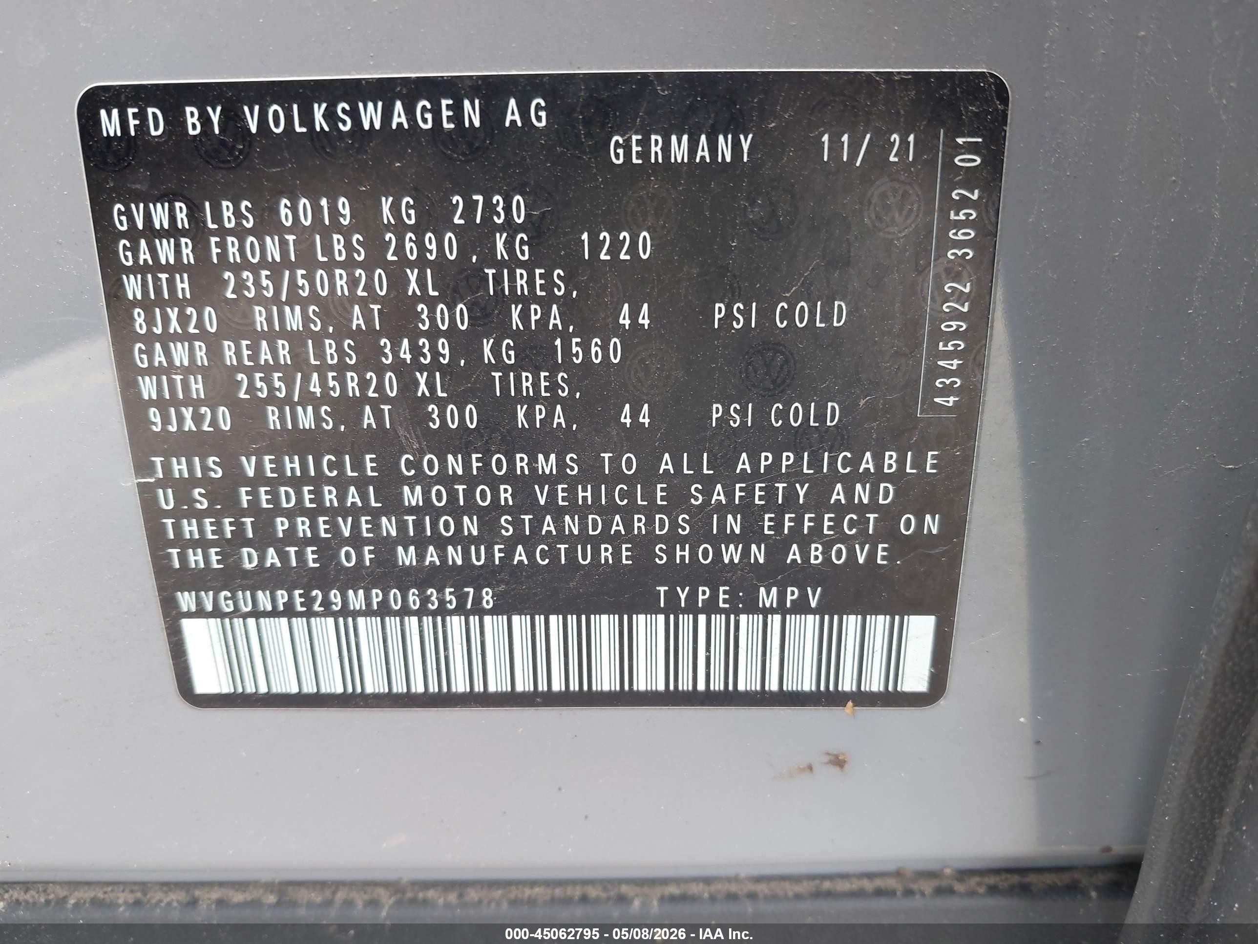 2021 Volkswagen Id.4 Awd Pro S Gray vin: WVGUNPE29MP063578