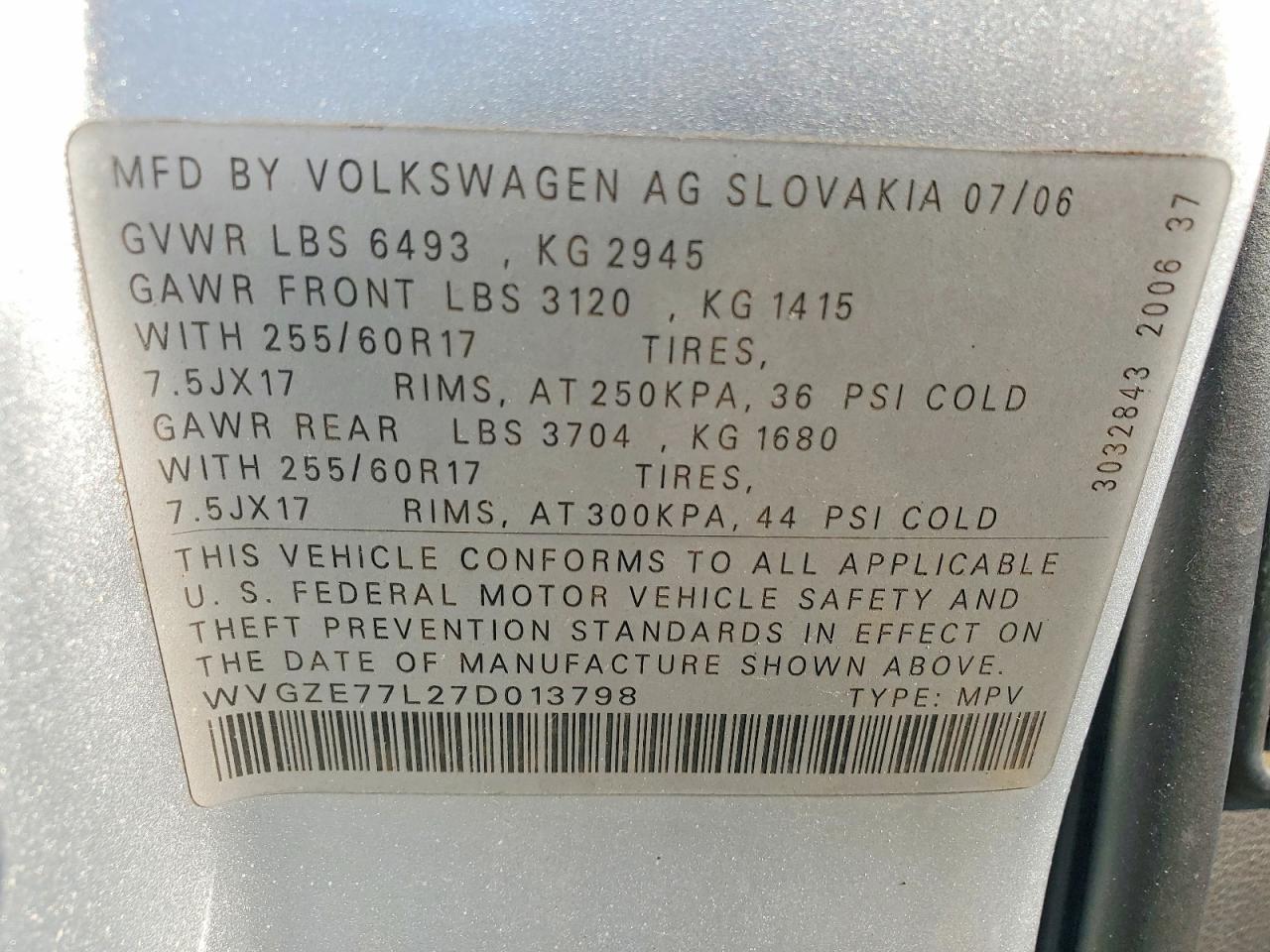 2007 Volkswagen Touareg V6 Silver vin: WVGZE77L27D013798