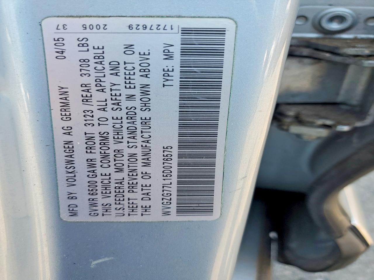 2005 Volkswagen Touareg 3.2 Blue vin: WVGZG77L15D076575