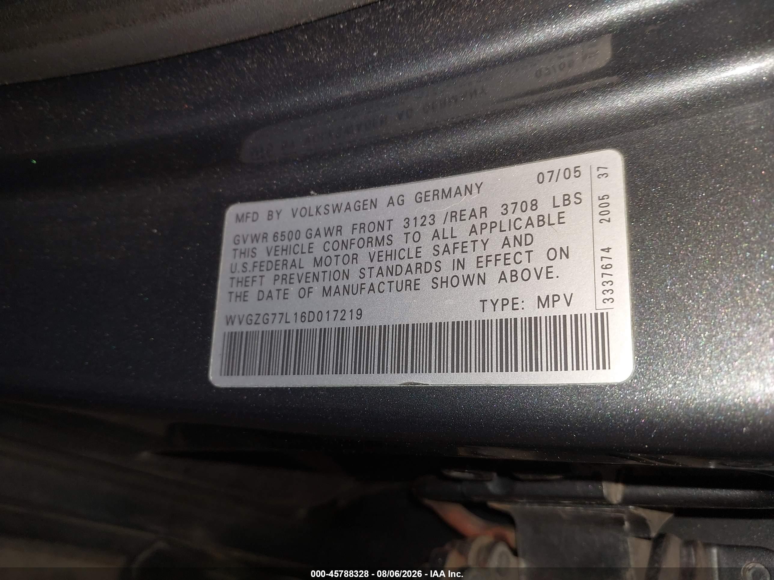 2006 Volkswagen Touareg V6 Gray vin: WVGZG77L16D017219