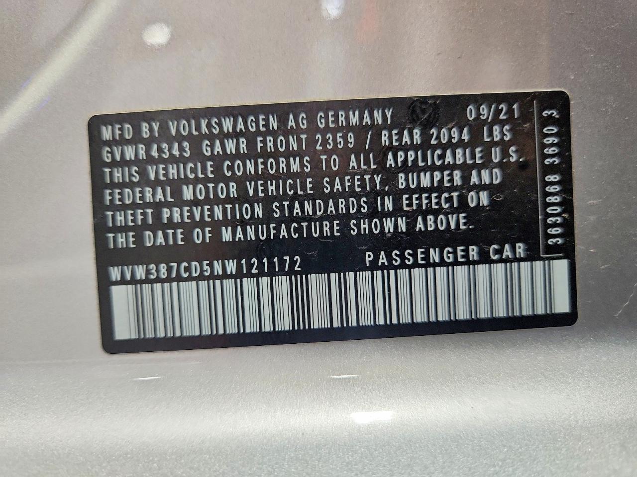 2022 Volkswagen Gti Se Silver vin: WVW387CD5NW121172