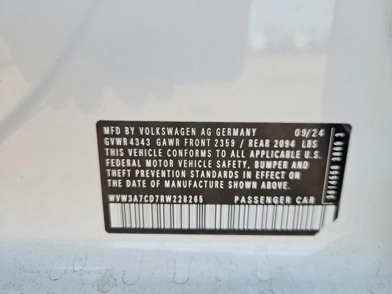 2024 Volkswagen Gti Se White vin: WVW3A7CD7RW228265