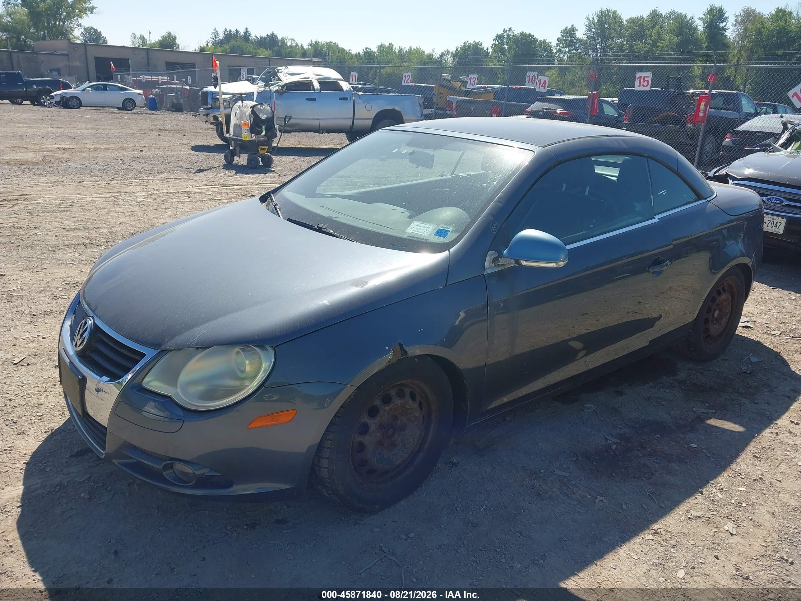2008 Volkswagen Eos Turbo Blue vin: WVWAA71F38V048023