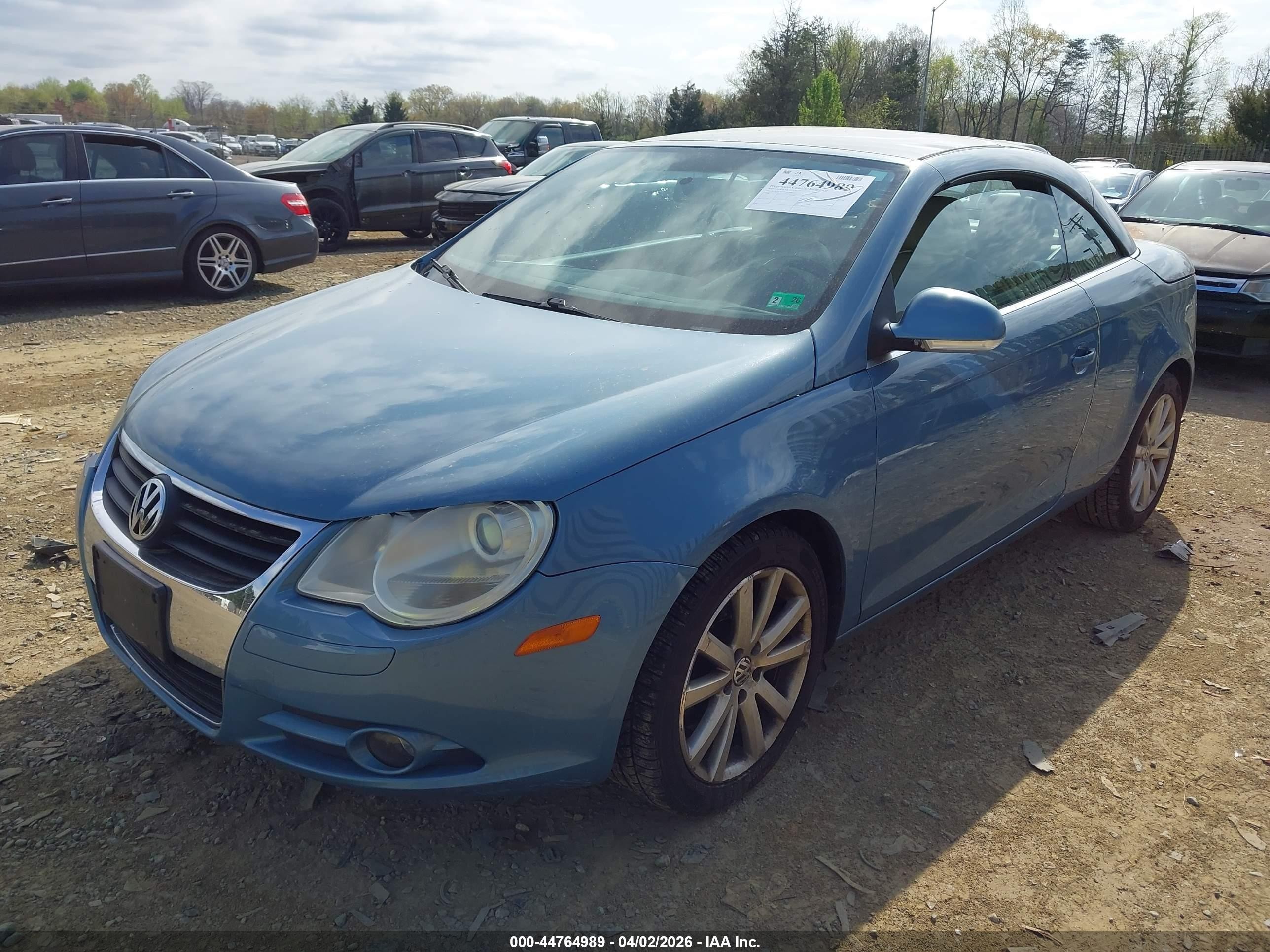 2007 Volkswagen Eos 2.0t Blue vin: WVWAA71F77V043468