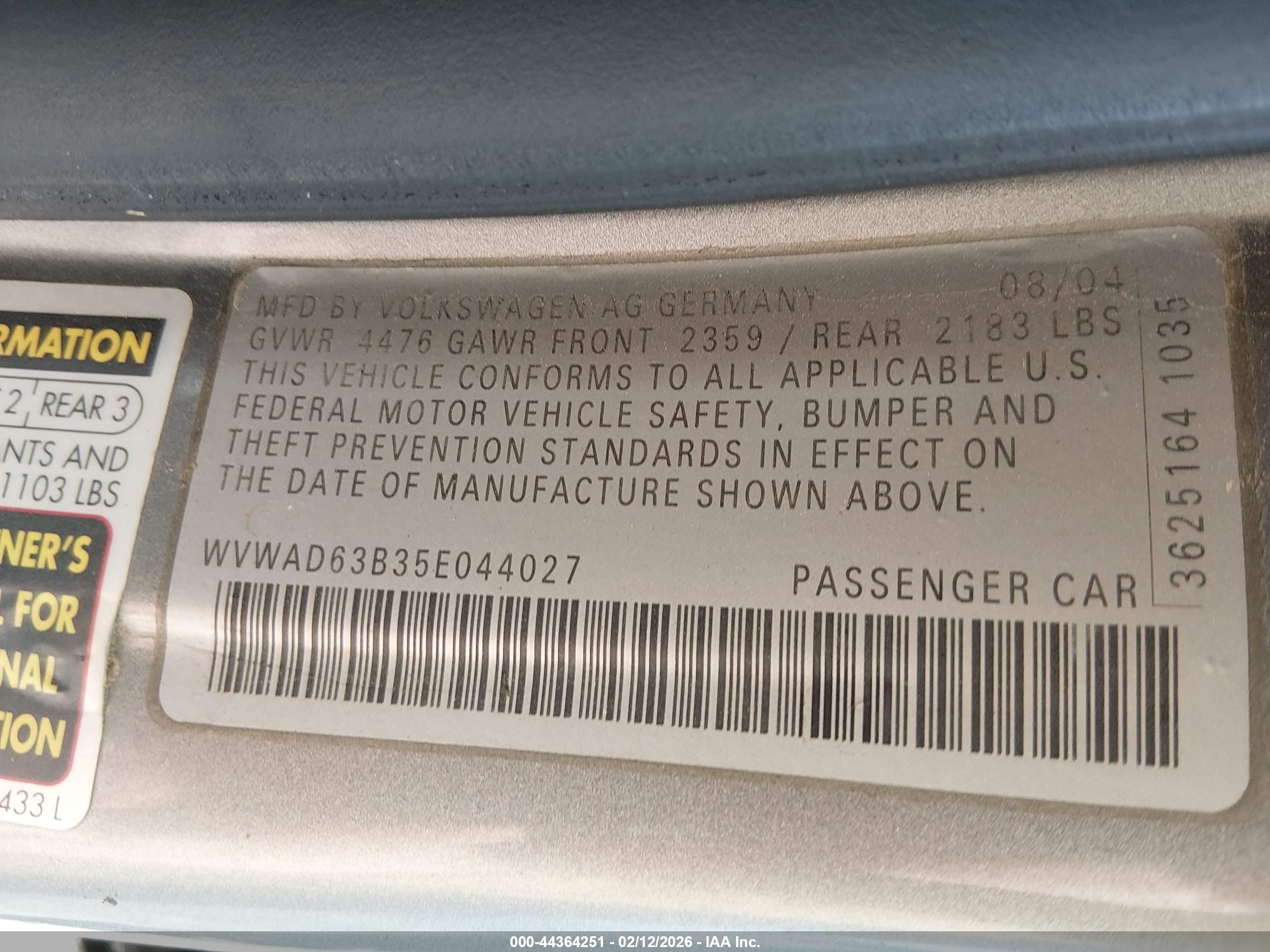 2005 Volkswagen Passat Gls 1.8t Silver vin: WVWAD63B35E044027