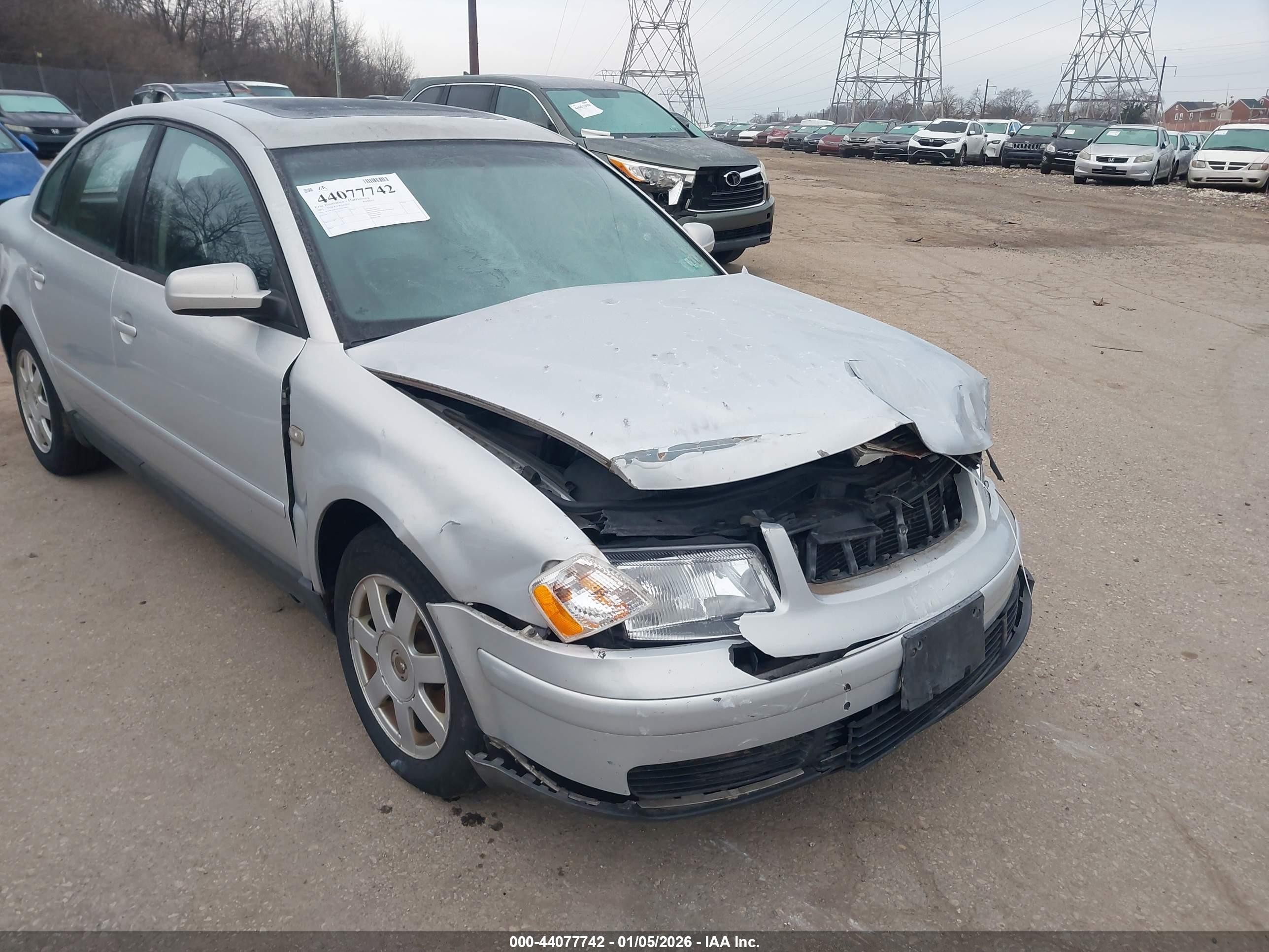 2001 Volkswagen Passat Gls V6 Silver vin: WVWAH63B91P014033